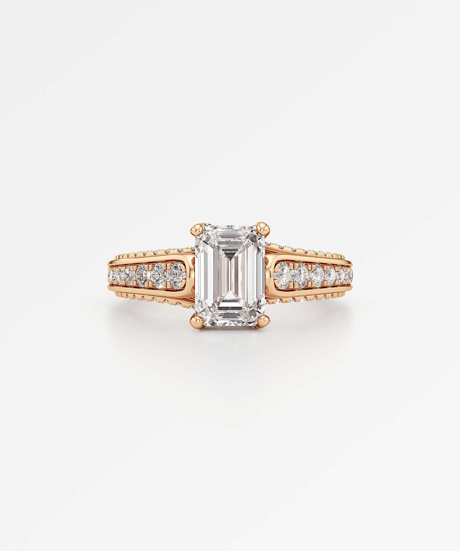 Irene Diamond Engagement Ring 1.50 ct Emerald Cut in 14K Rose Gold – view 2
