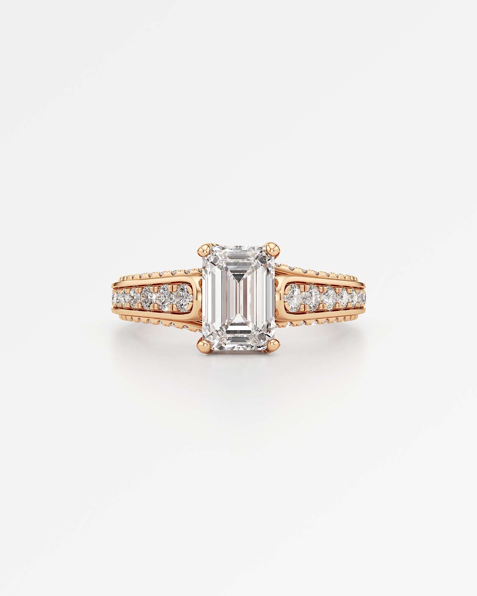 Irene Diamond Engagement Ring 2 ct Emerald Cut in 14K Rose Gold – view 2