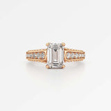 Irene Diamond Engagement Ring 2 ct Emerald Cut in 18K Rose Gold – view 2