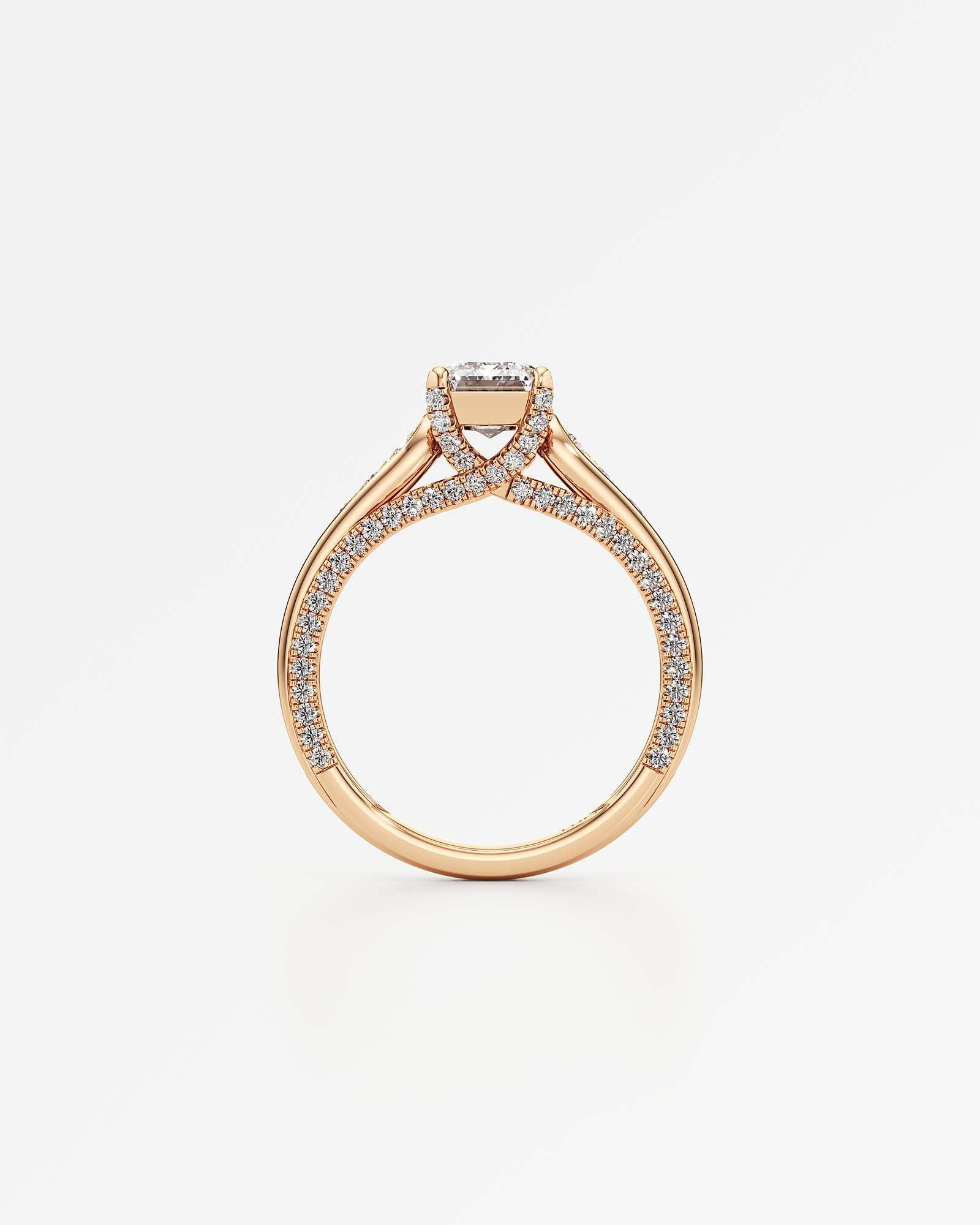 Irene Diamond Engagement Ring 2 ct Emerald Cut in 18K Rose Gold – view 3