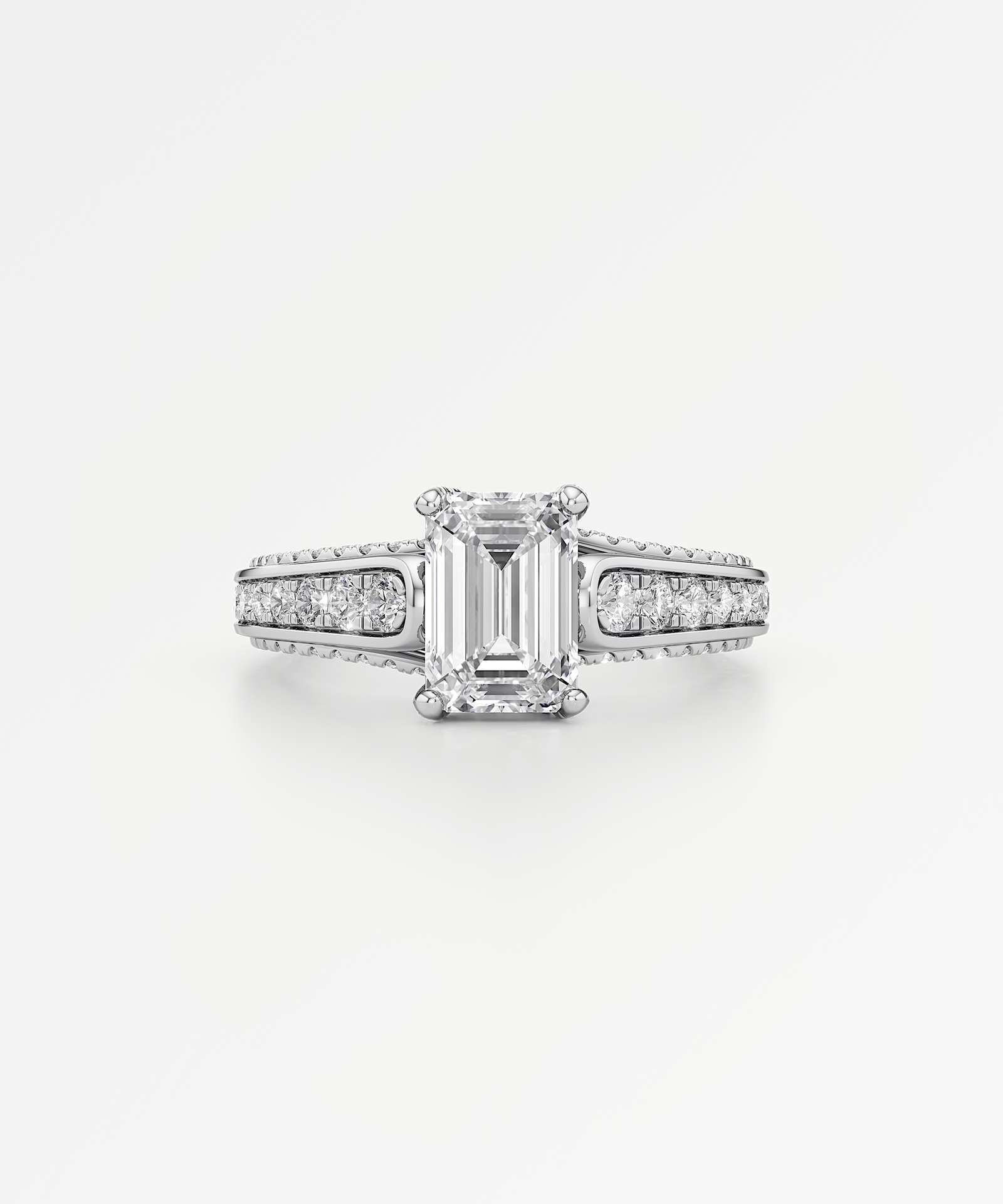 Irene Diamond Engagement Ring 2 ct Emerald Cut in 14K White Gold – view 2