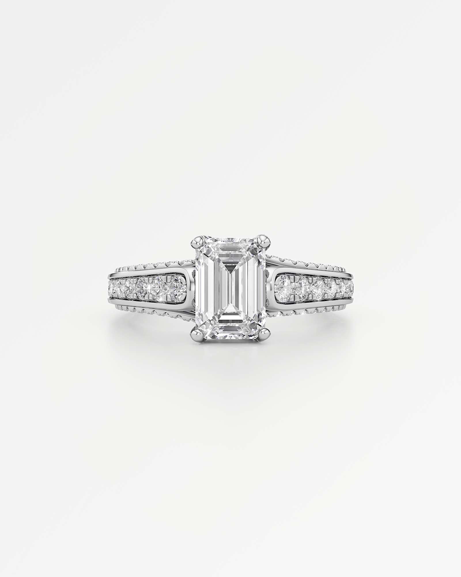 Irene Diamond Engagement Ring 2 ct Emerald Cut in 14K White Gold – view 2