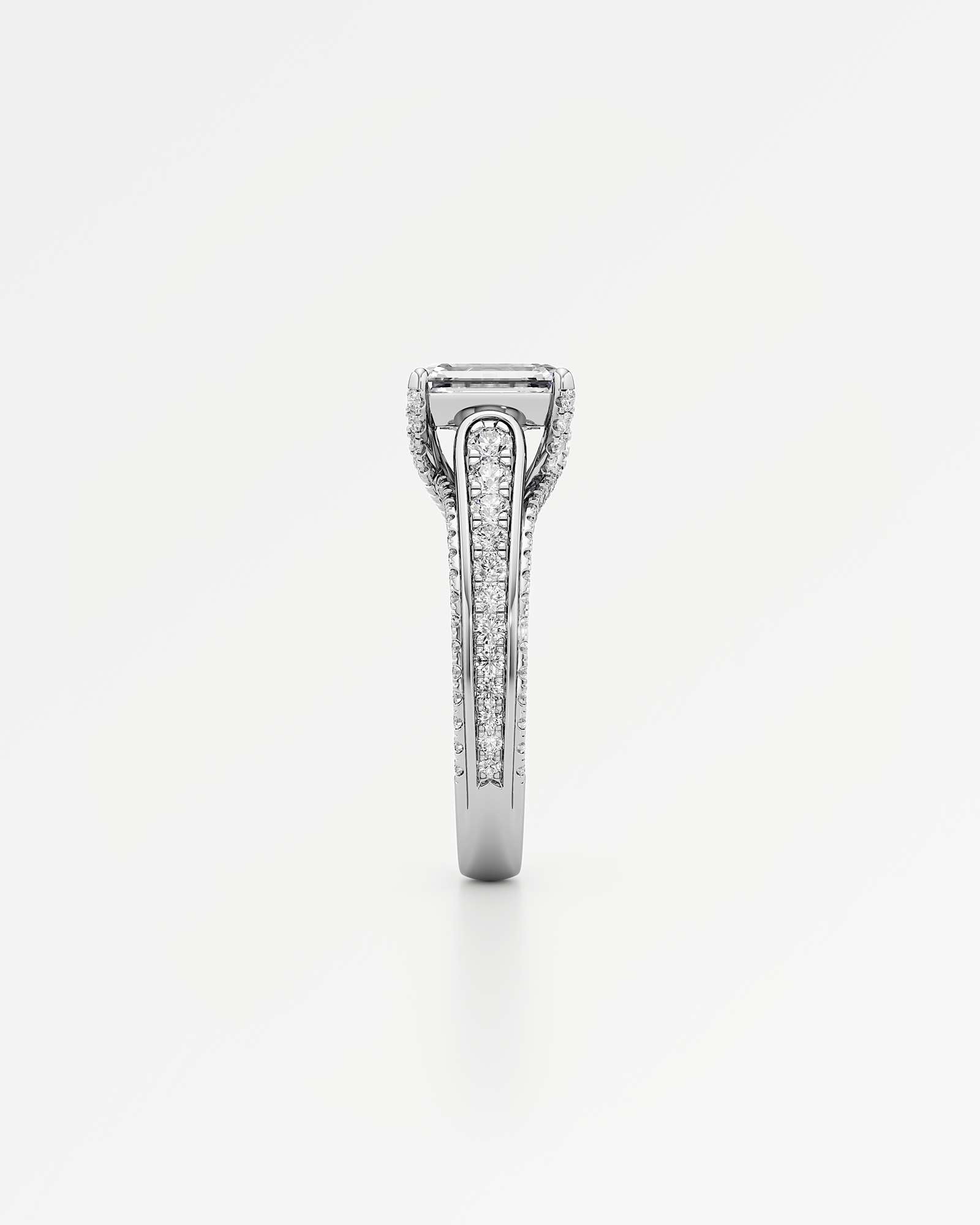 Irene Diamond Engagement Ring 2 ct Emerald Cut in 18K White Gold – view 4