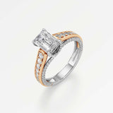 Irene Diamond Engagement Ring 2 ct Emerald Cut in 14K White & Rose Gold – view 1
