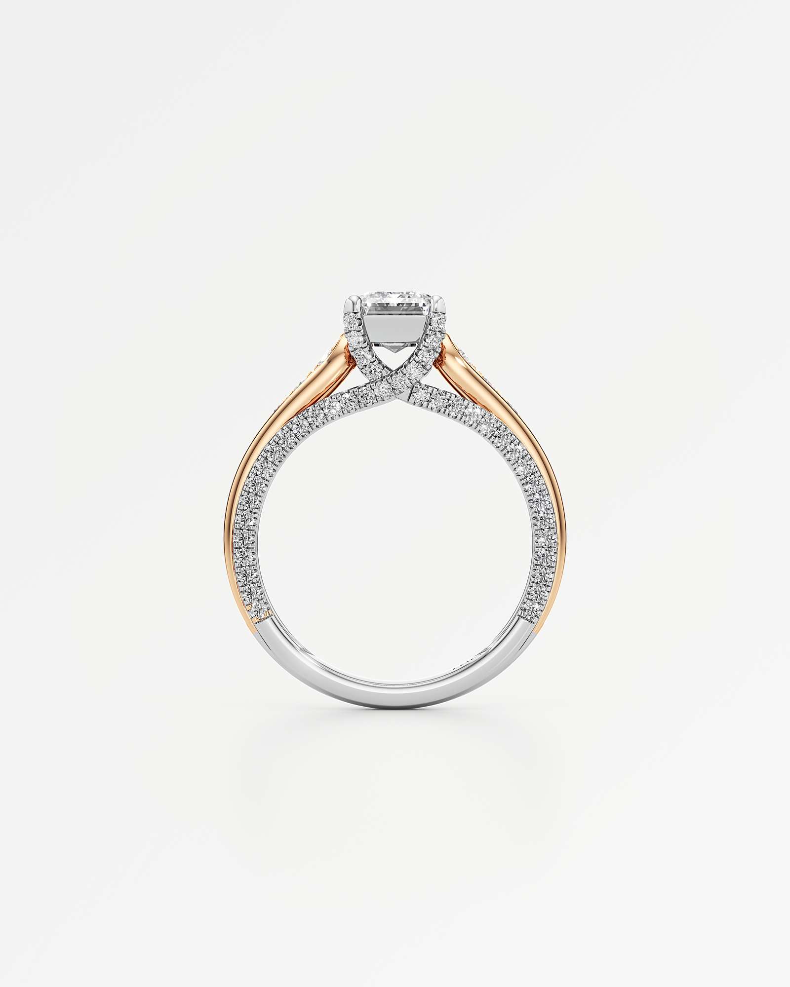 Irene Diamond Engagement Ring 2 ct Emerald Cut in 18K White & Rose Gold – view 3