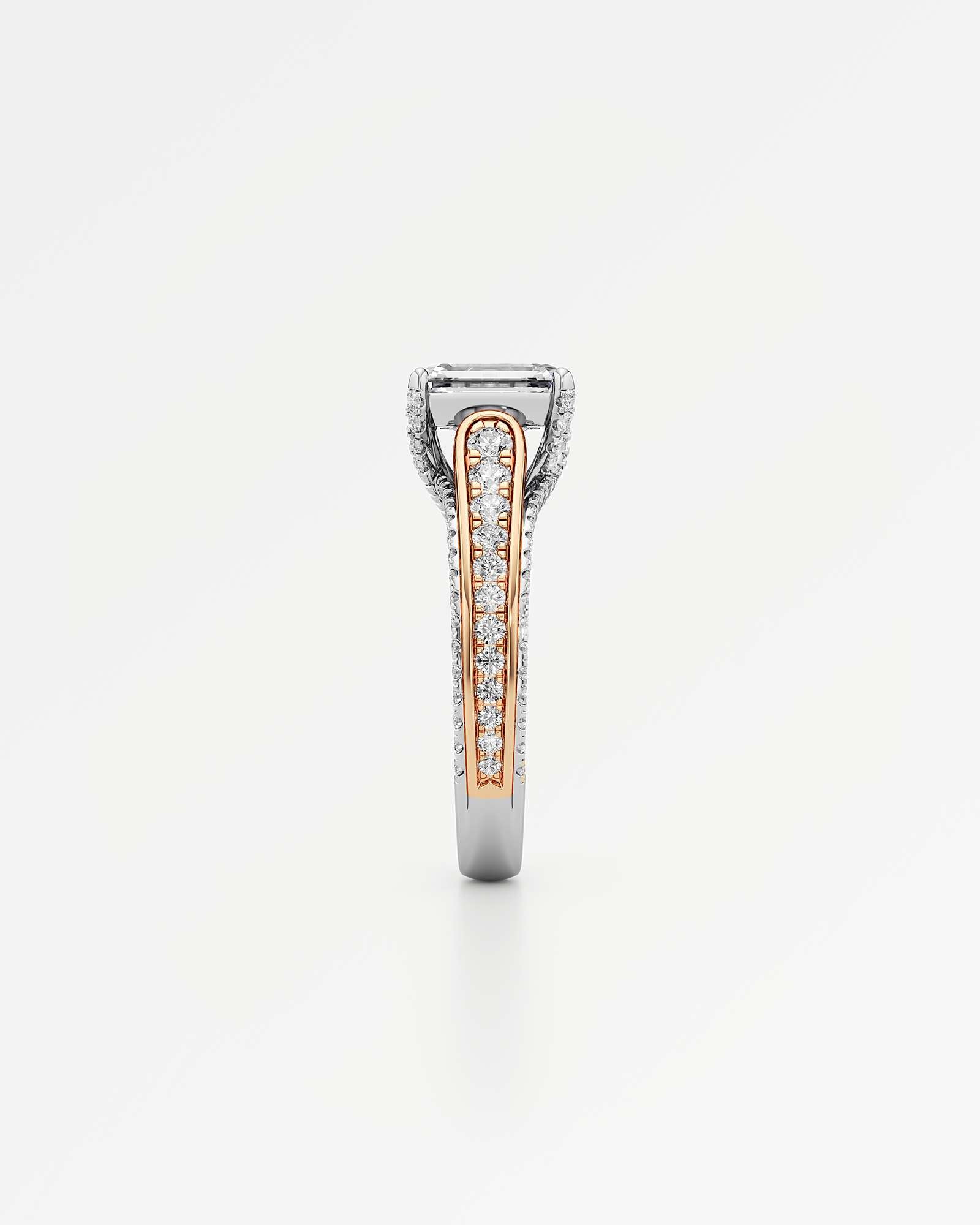 Irene Diamond Engagement Ring 2 ct Emerald Cut in 14K White & Rose Gold – view 4