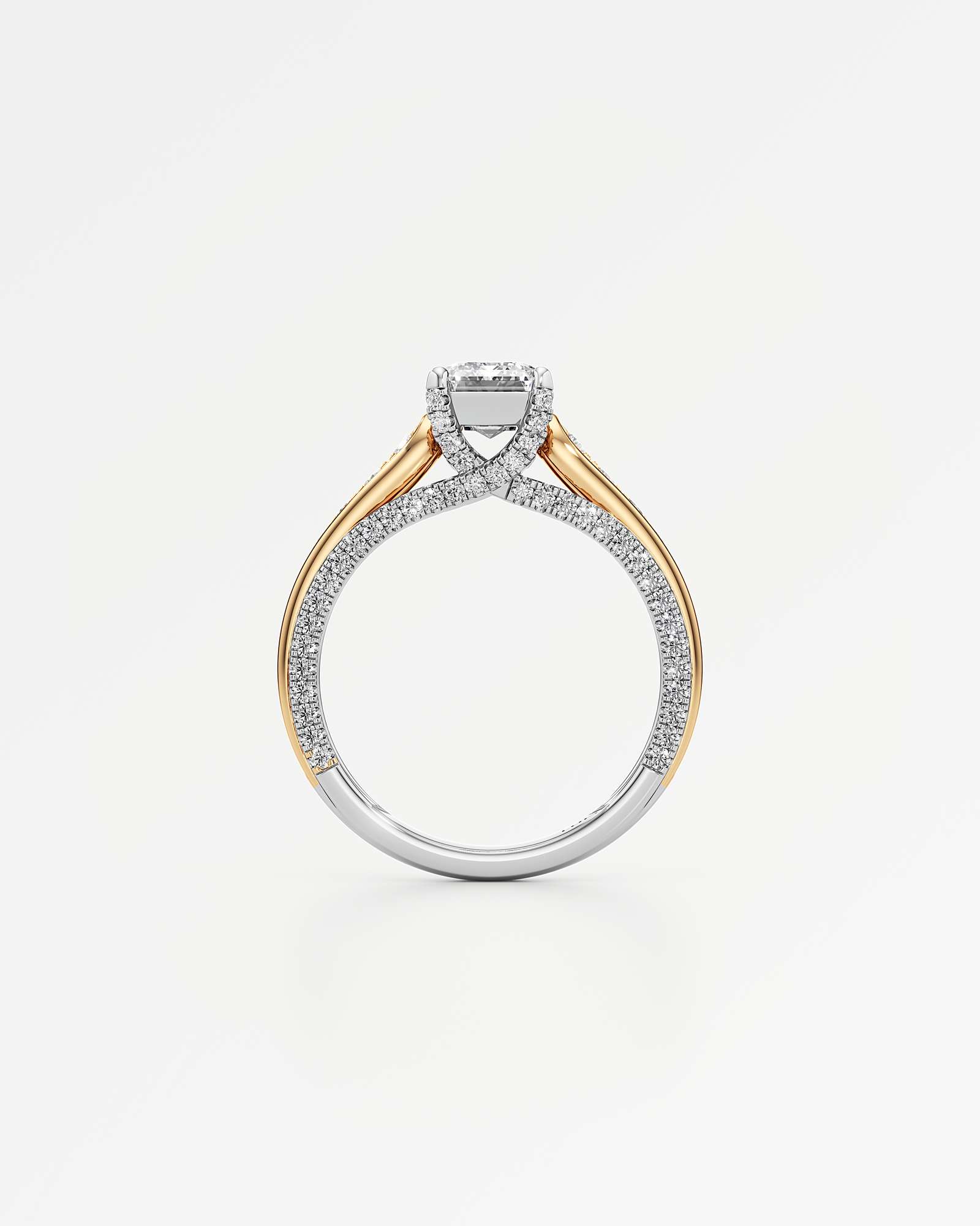 Irene Diamond Engagement Ring 2 ct Emerald Cut in 18K White & Yellow Gold – view 3