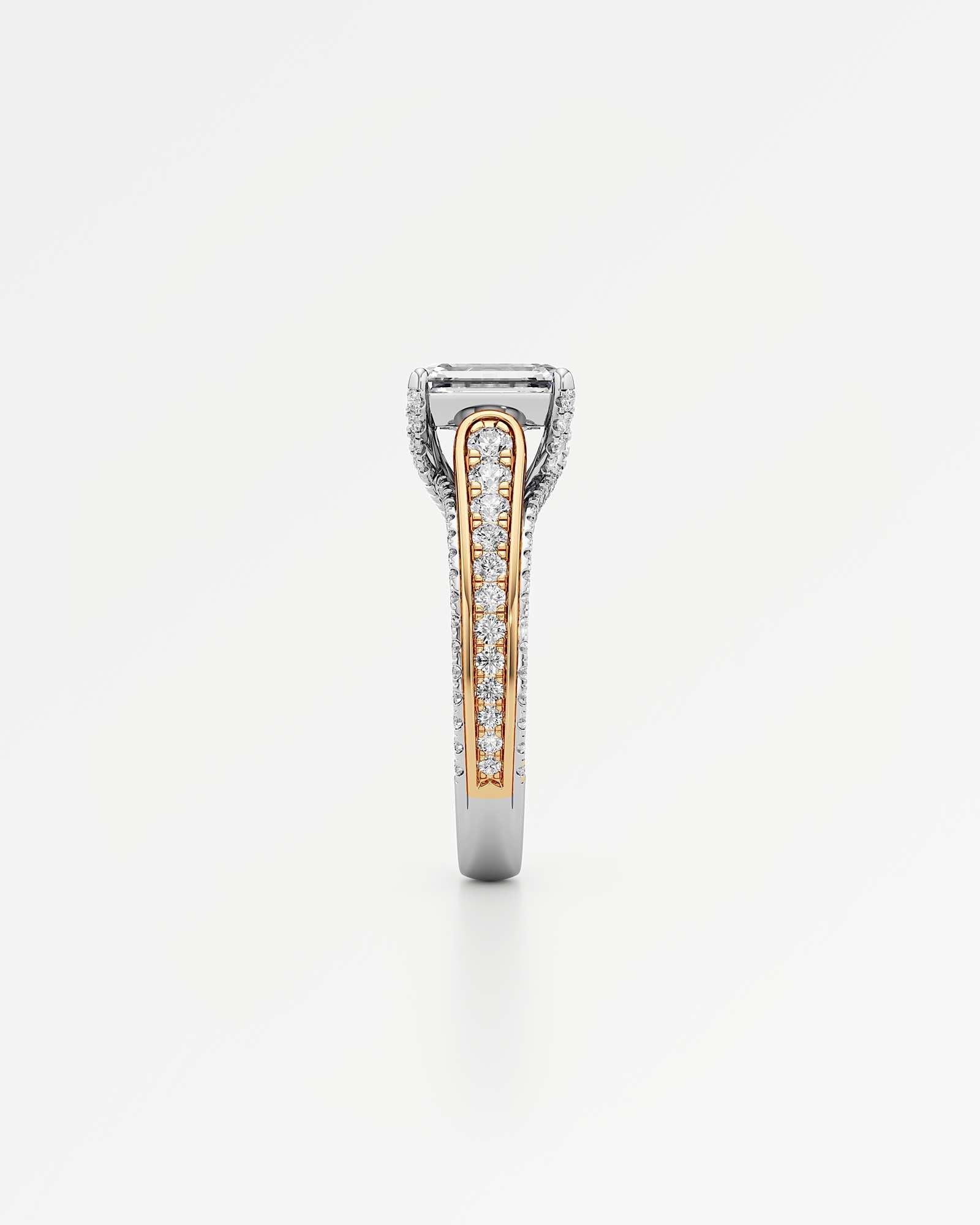 Irene Diamond Engagement Ring 1.50 ct Emerald Cut in 14K White & Yellow Gold – view 4