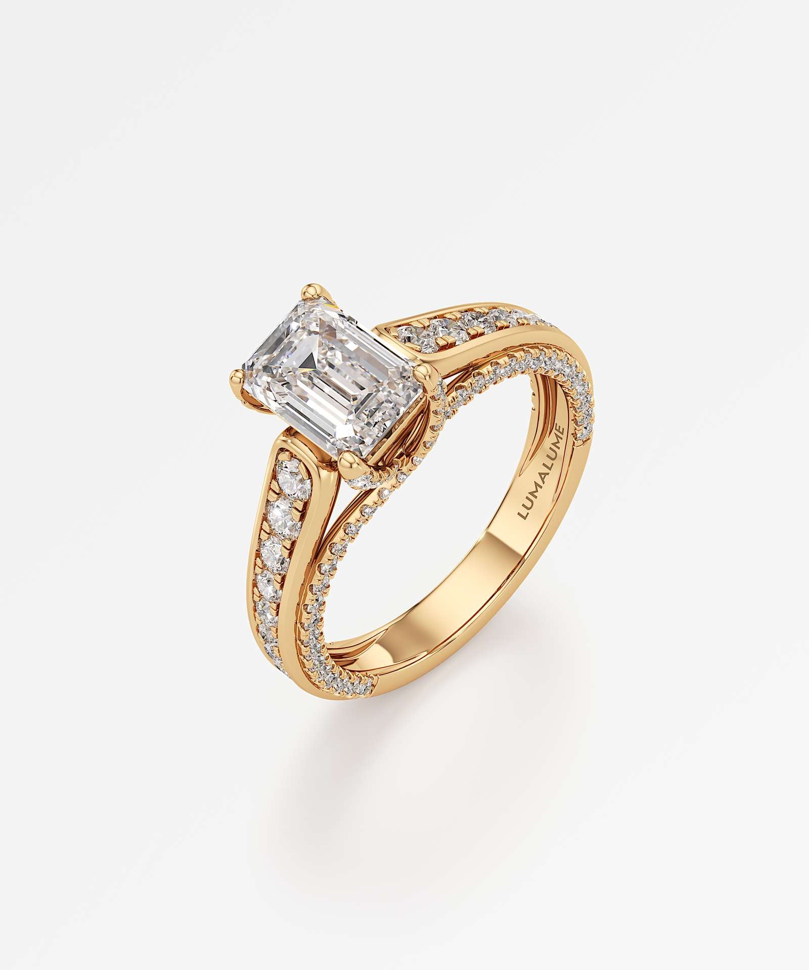 Irene Diamond Engagement Ring 1.50 ct Emerald Cut in 14K Yellow Gold – view 1