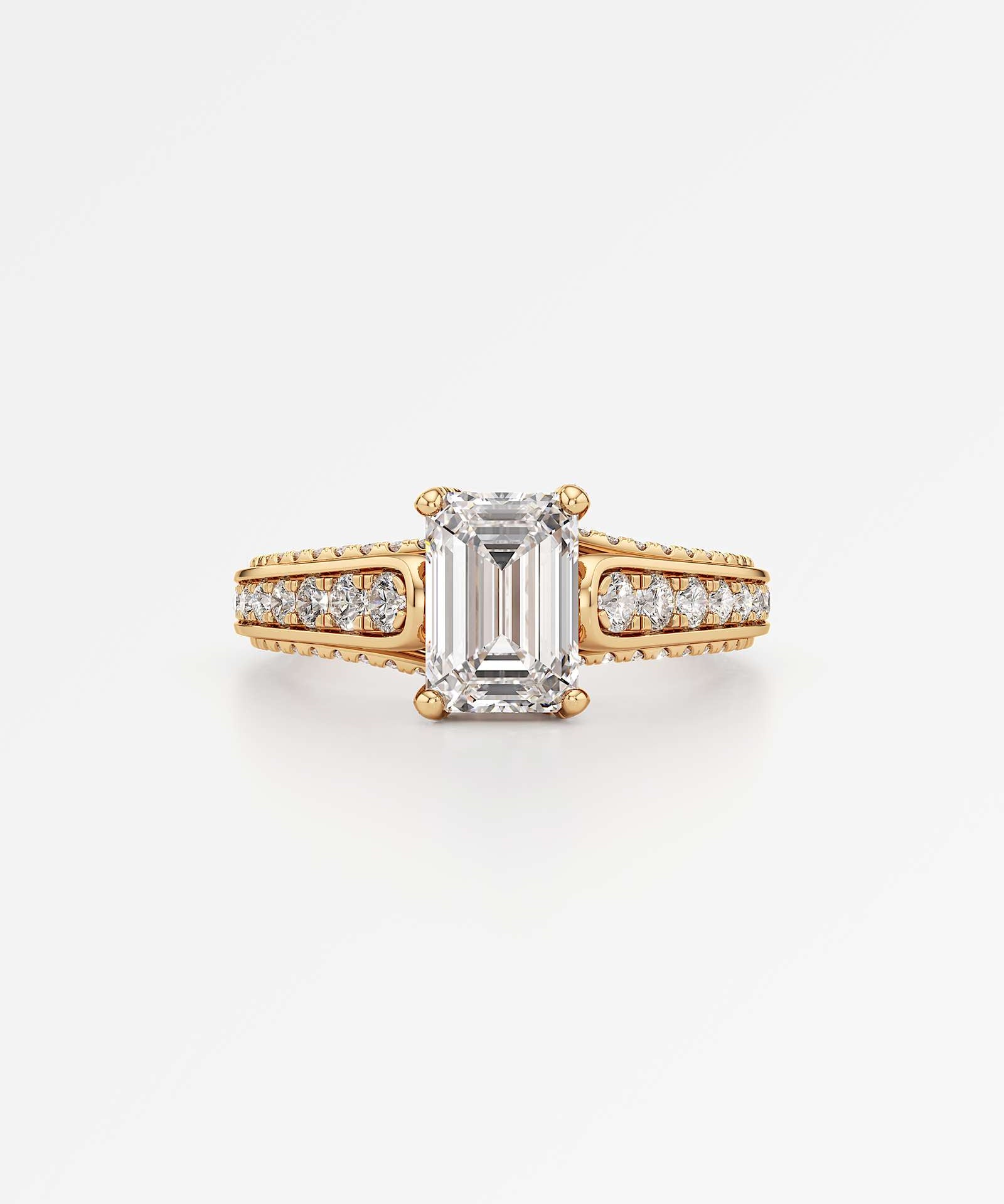 Irene Diamond Engagement Ring 1.50 ct Emerald Cut in 14K Yellow Gold – view 2