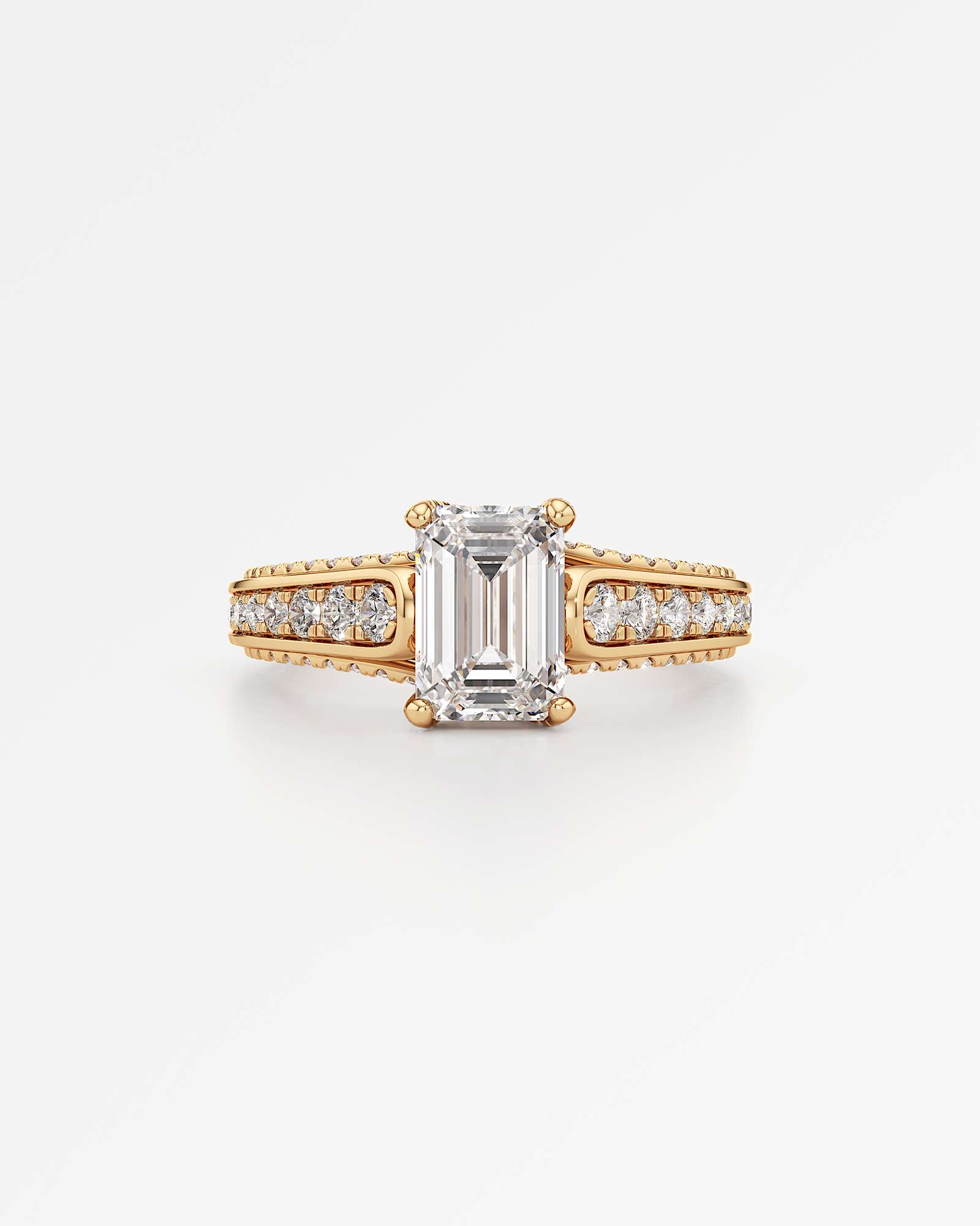 Irene Diamond Engagement Ring 2 ct Emerald Cut in 18K Yellow Gold – view 2