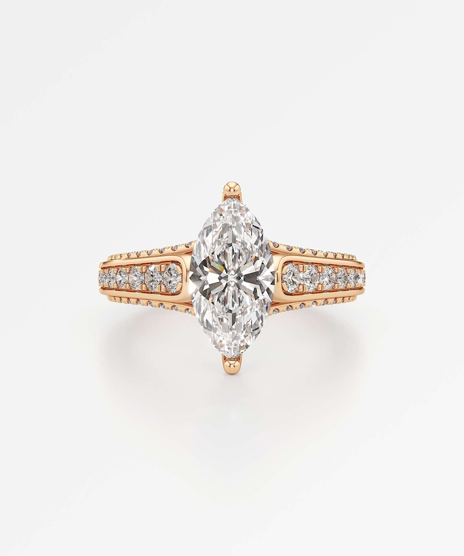 Irene Diamond Engagement Ring 1.50 ct Marquise Cut in 14K Rose Gold – view 2