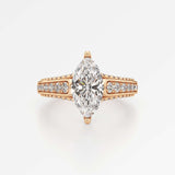 Irene Diamond Engagement Ring 2 ct Marquise Cut in 14K Rose Gold – view 2