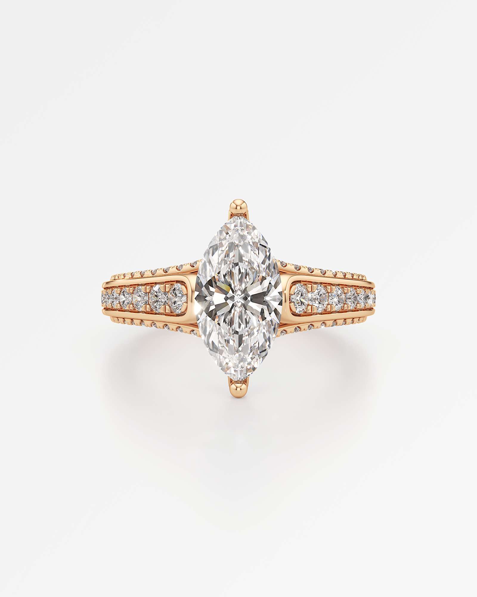 Irene Diamond Engagement Ring 2 ct Marquise Cut in 14K Rose Gold – view 2