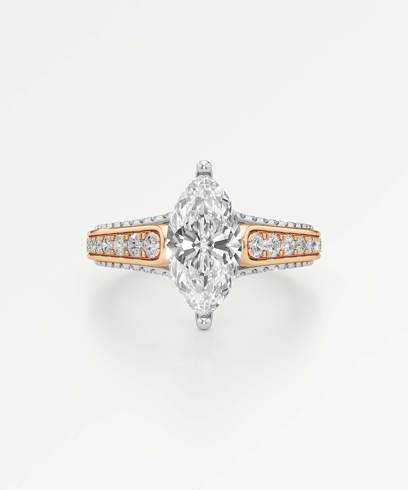 Irene Diamond Engagement Ring 1.50 ct Marquise Cut in 14K White & Rose Gold – view 2