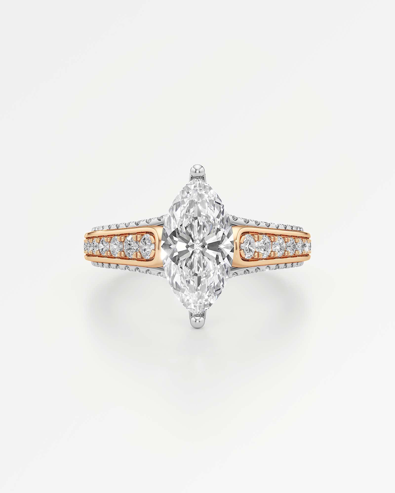 Irene Diamond Engagement Ring 1.50 ct Marquise Cut in 14K White & Rose Gold – view 2