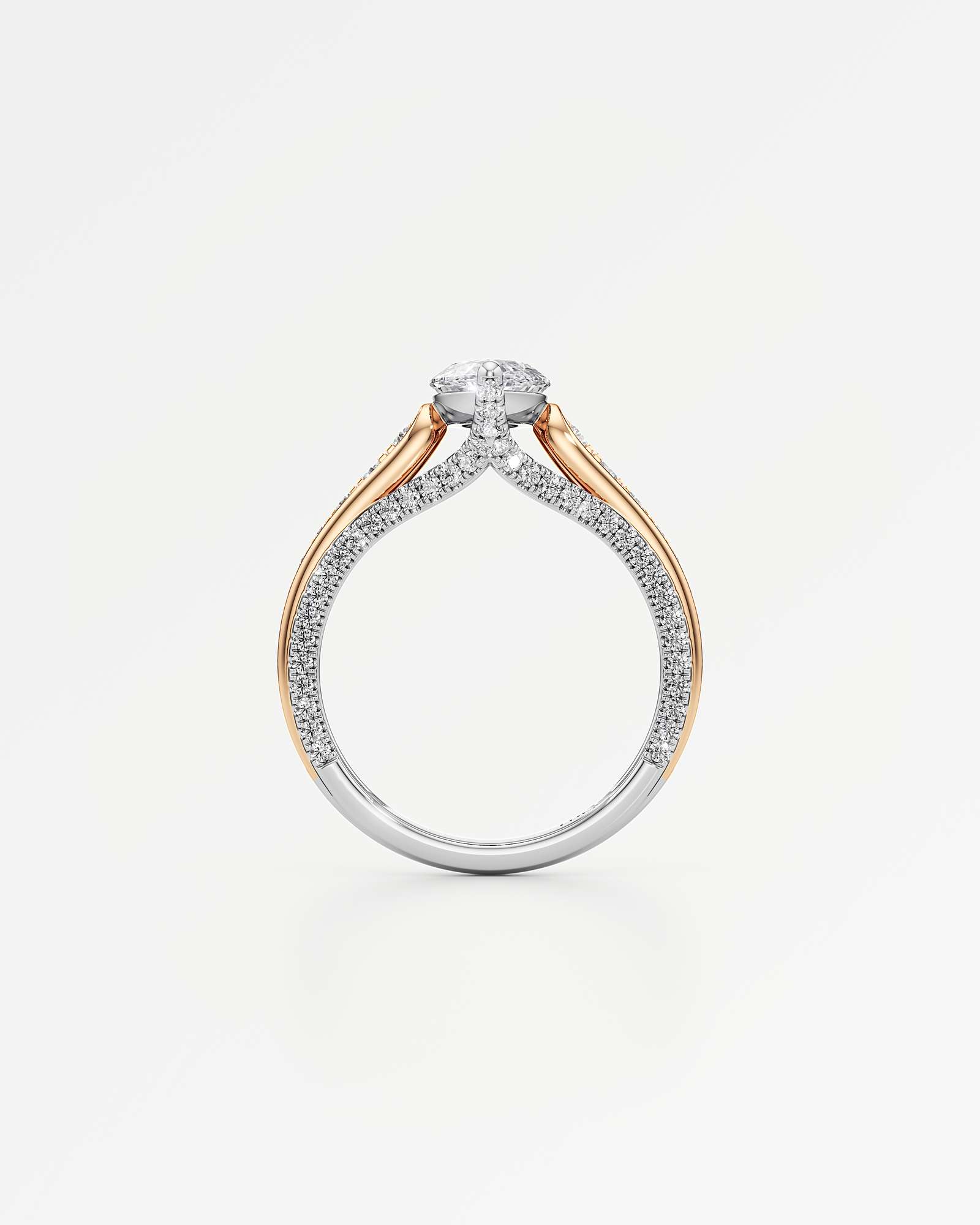 Irene Diamond Engagement Ring 1.50 ct Marquise Cut in 14K White & Rose Gold – view 3