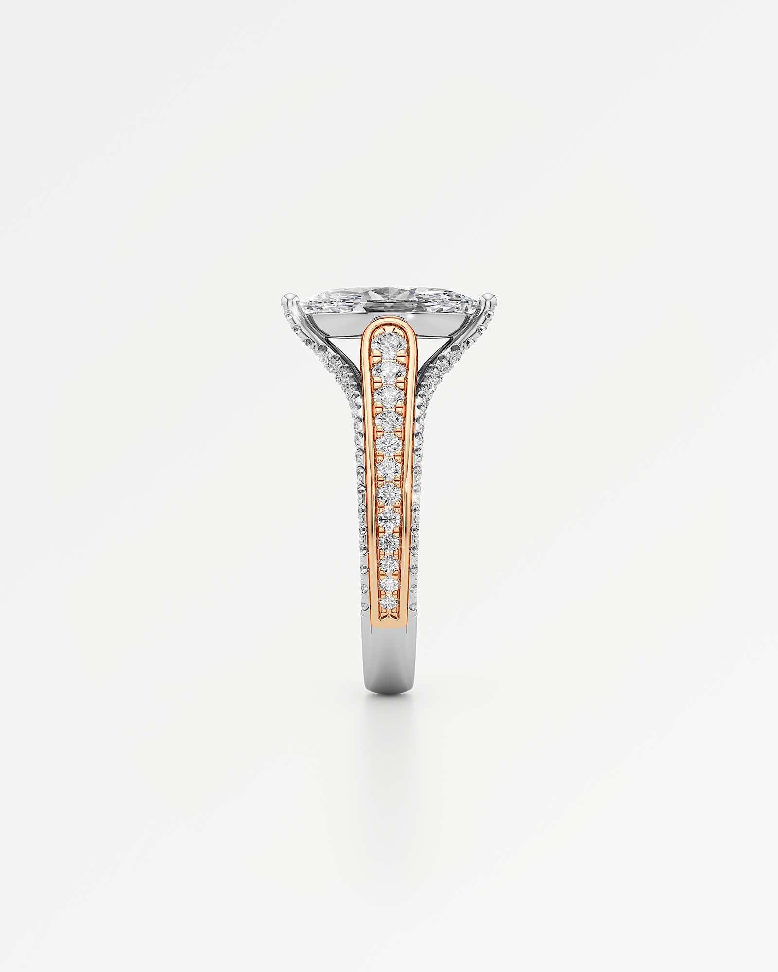 Irene Diamond Engagement Ring 1.50 ct Marquise Cut in 14K White & Rose Gold – view 4