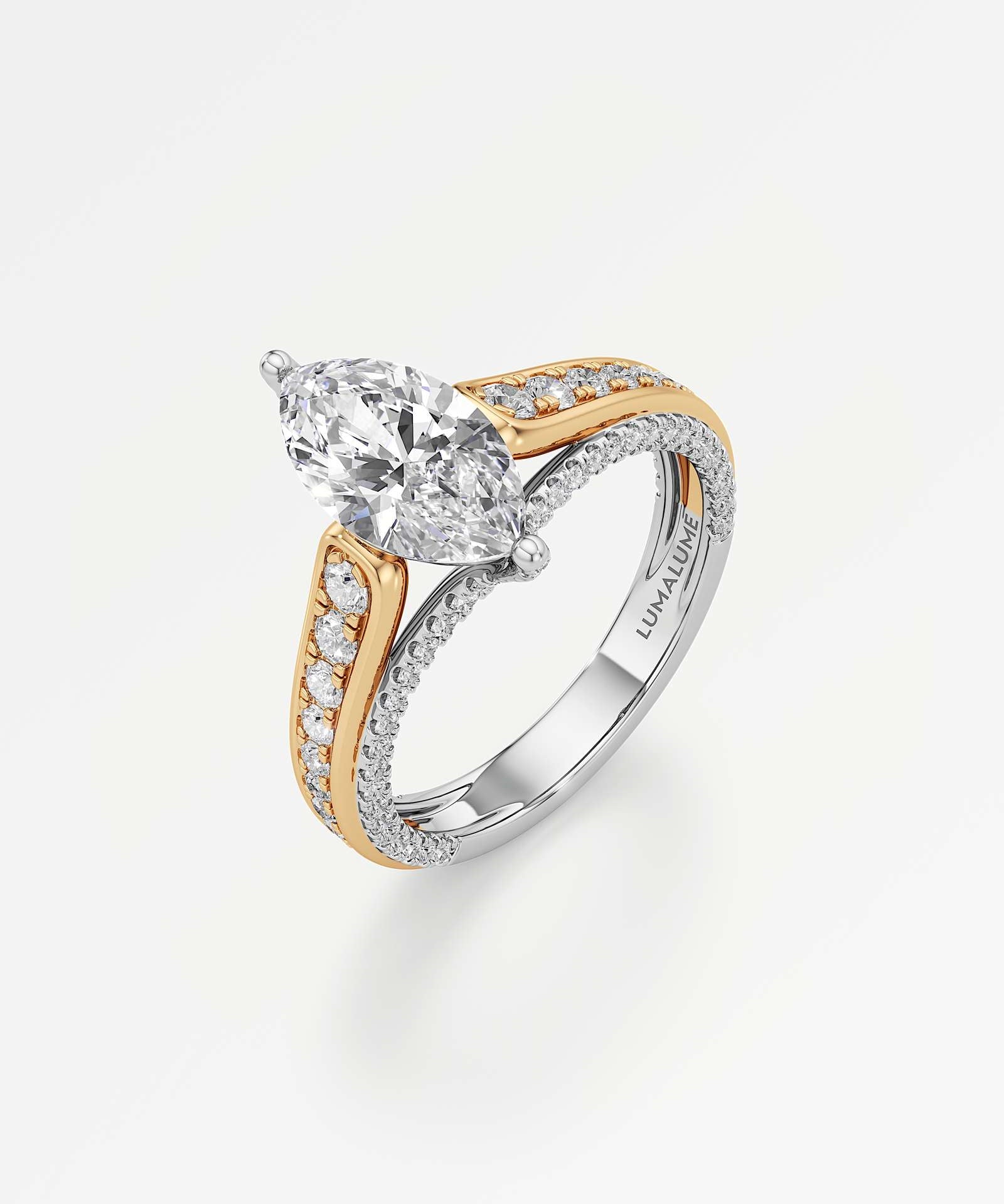 Irene Diamond Engagement Ring 1.50 ct Marquise Cut in 14K White & Yellow Gold – view 1