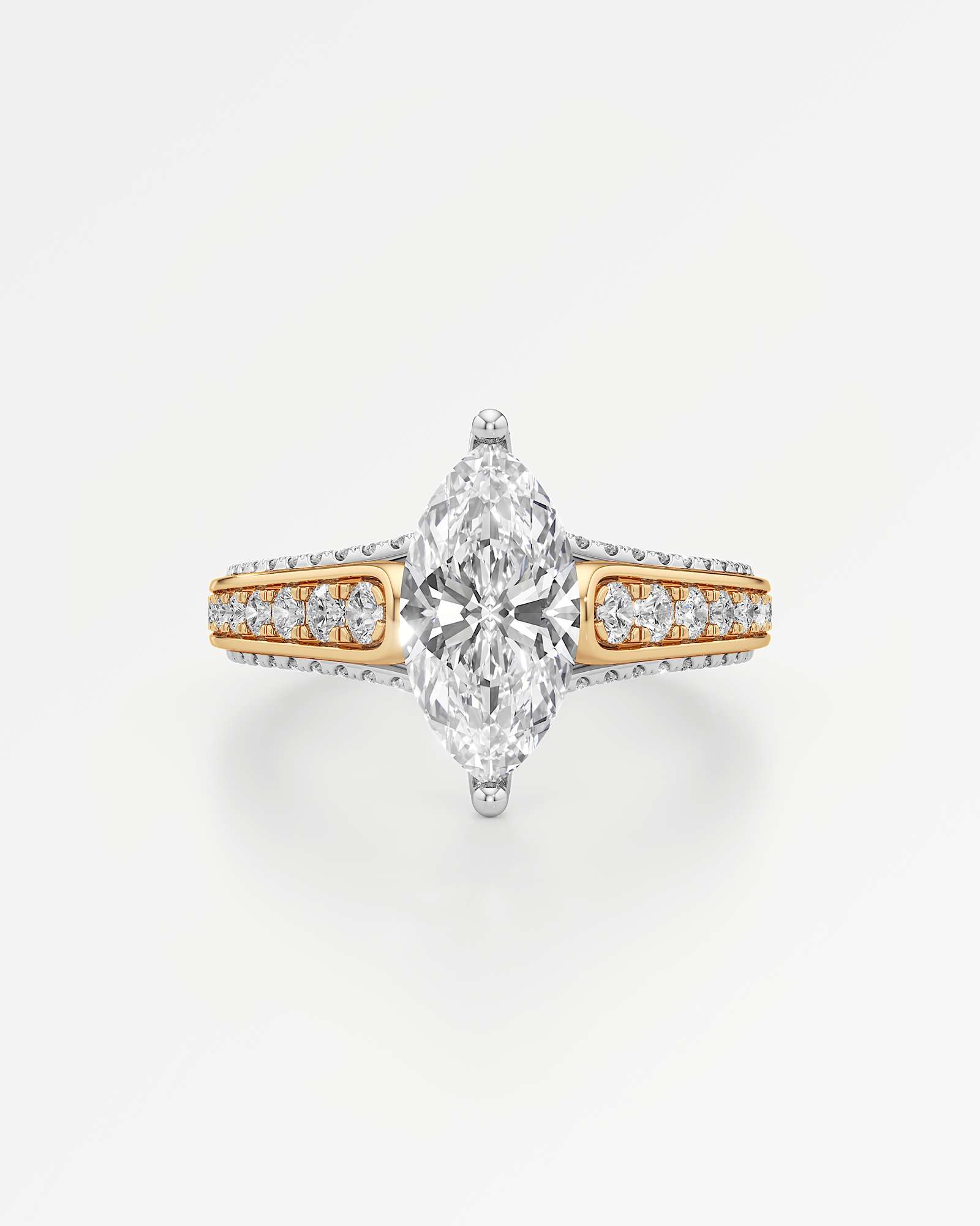 Irene Diamond Engagement Ring 1.50 ct Marquise Cut in 14K White & Yellow Gold – view 2