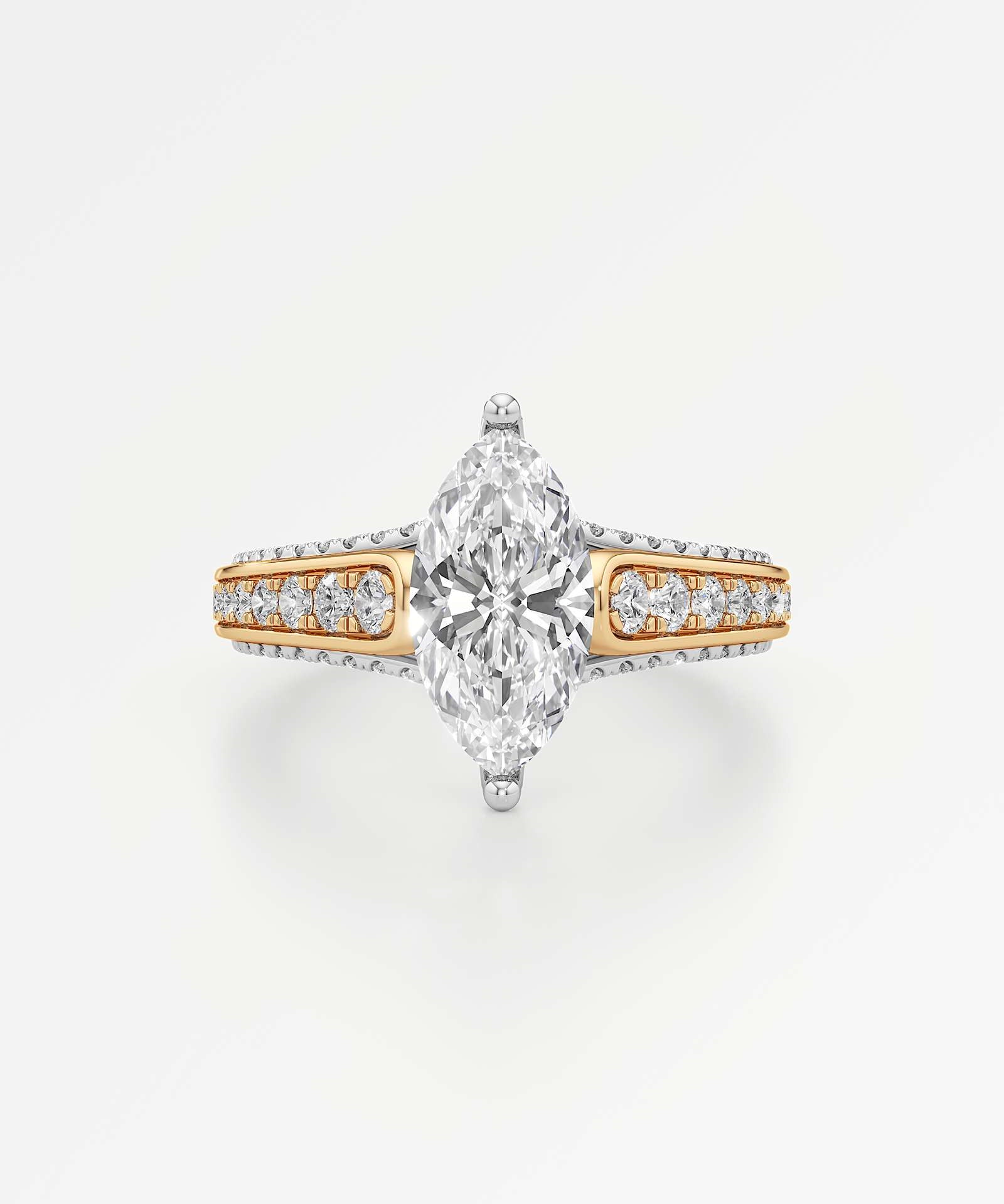 Irene Diamond Engagement Ring 2 ct Marquise Cut in 14K White & Yellow Gold – view 2