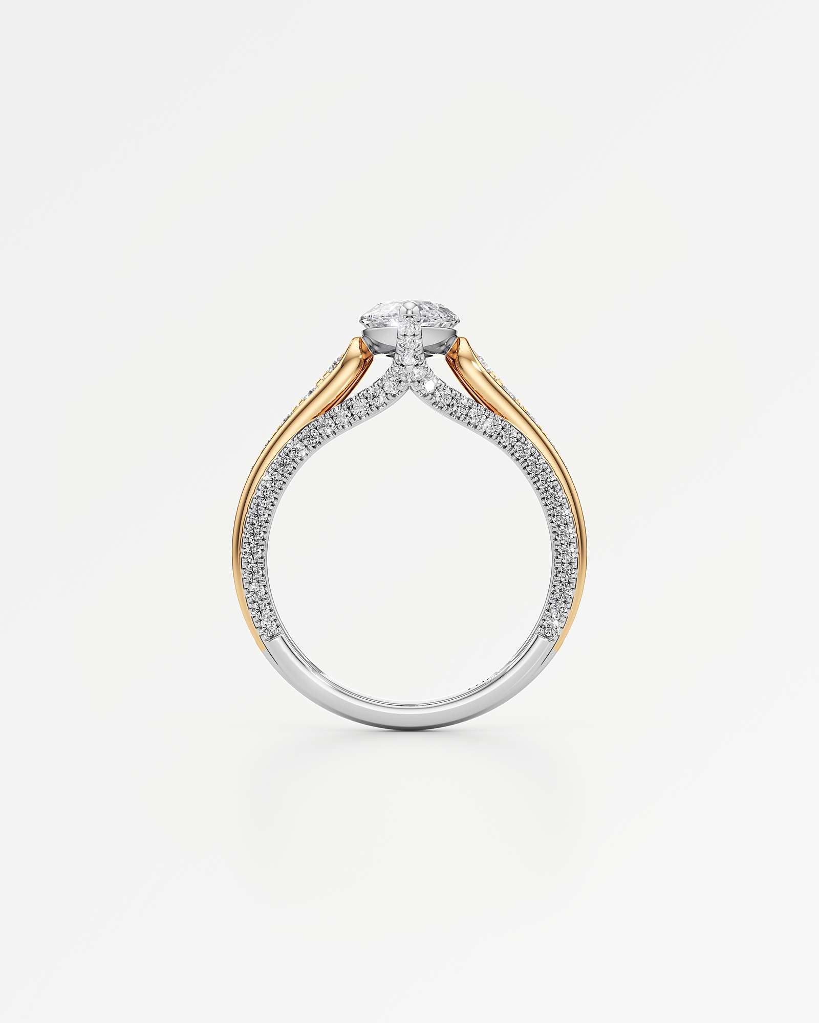 Irene Diamond Engagement Ring 1.50 ct Marquise Cut in 18K White & Yellow Gold – view 3