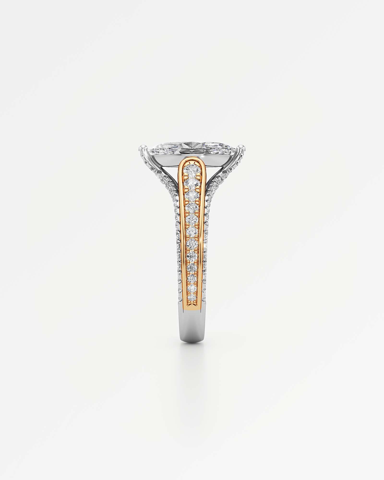 Irene Diamond Engagement Ring 2 ct Marquise Cut in 14K White & Yellow Gold – view 4