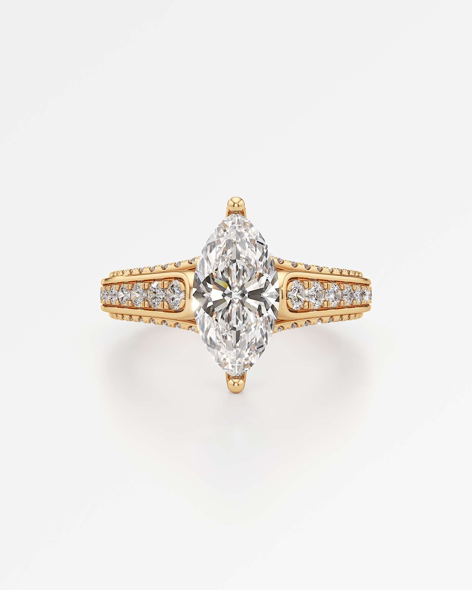 Irene Diamond Engagement Ring 1.50 ct Marquise Cut in 14K Yellow Gold – view 2