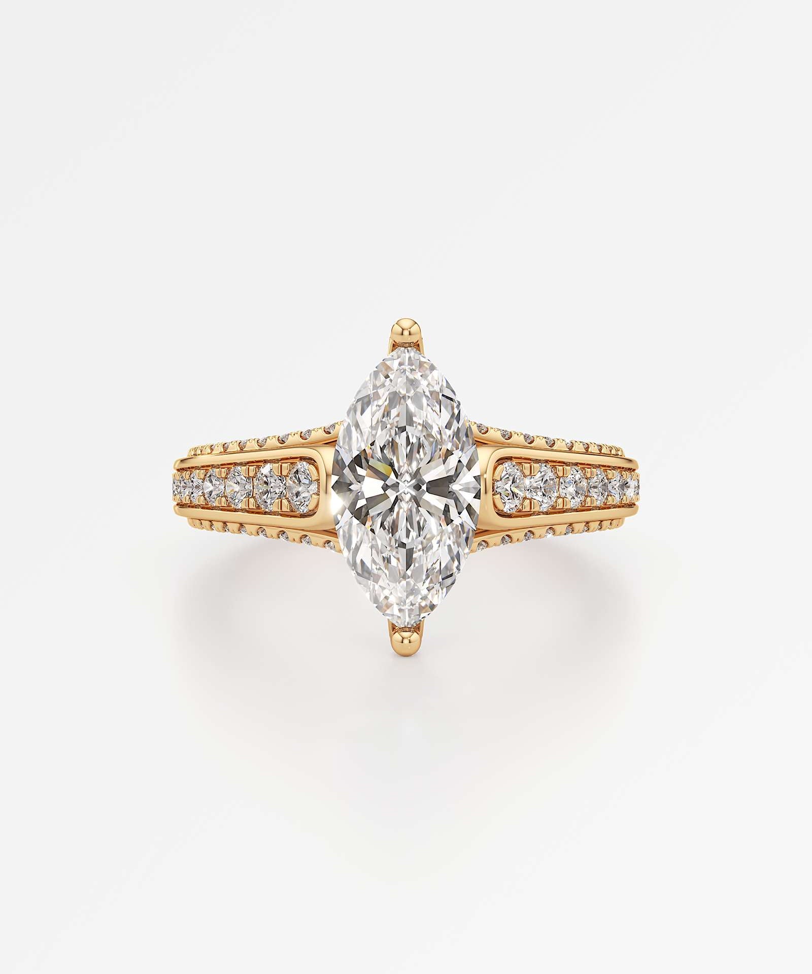 Irene Diamond Engagement Ring 2 ct Marquise Cut in 14K Yellow Gold – view 2