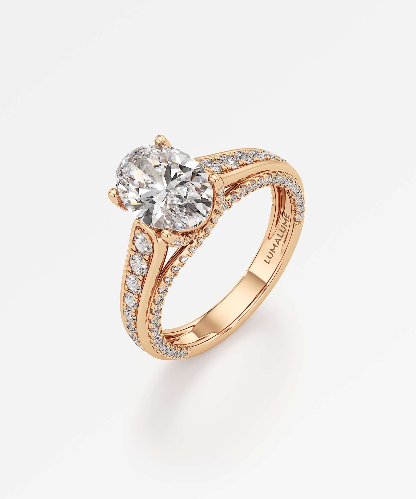 Irene Diamond Engagement Ring 1.50 ct Oval Cut in 14K Rose Gold – view 1