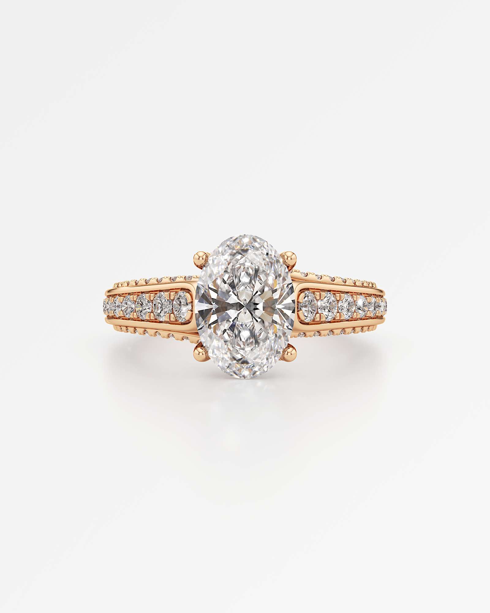Irene Diamond Engagement Ring 1.50 ct Oval Cut in 14K Rose Gold – view 2