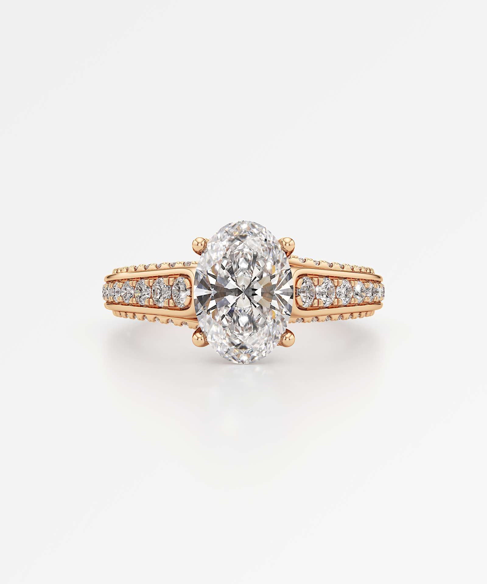 Irene Diamond Engagement Ring 2 ct Oval Cut in 18K Rose Gold – view 2
