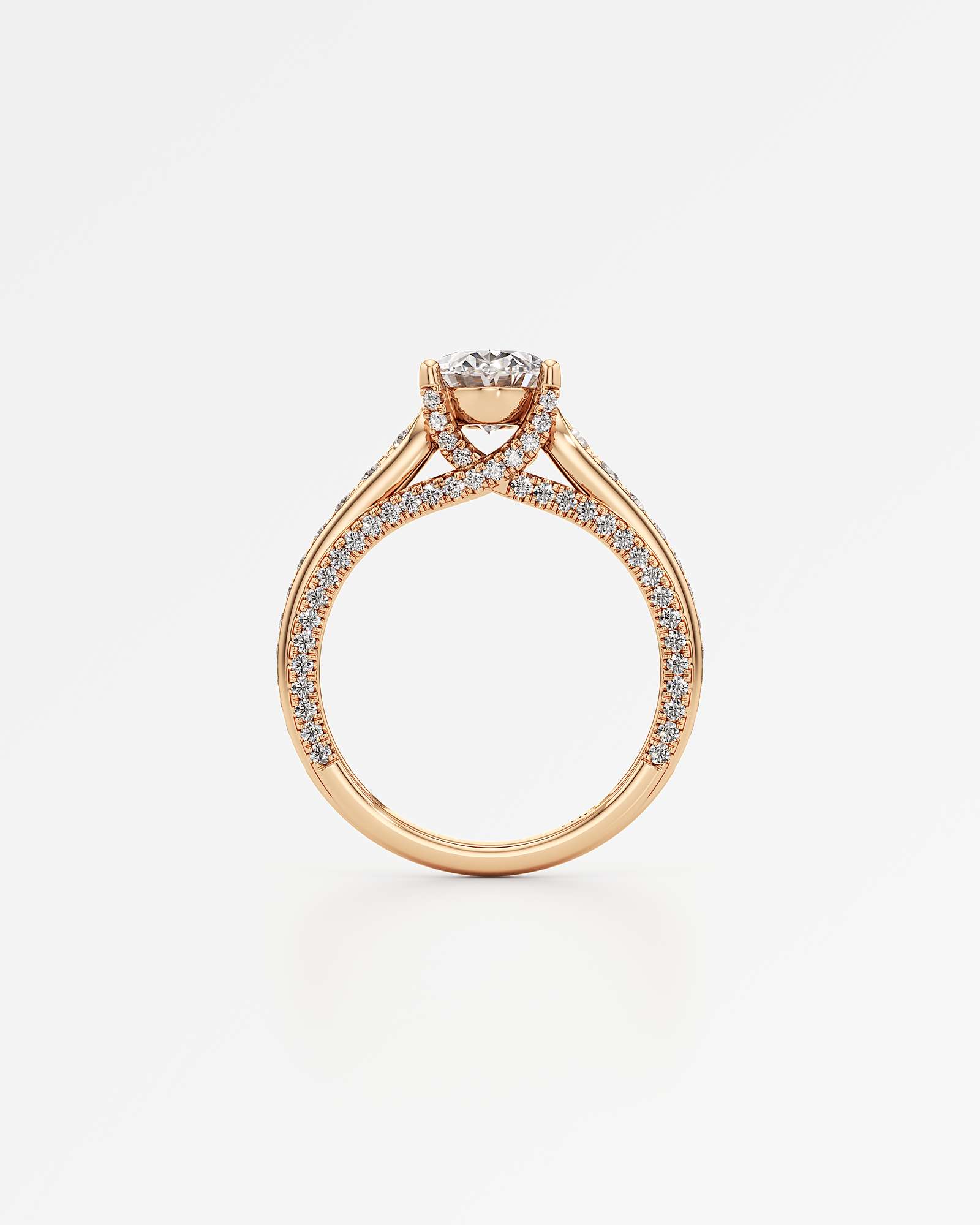 Irene Diamond Engagement Ring 1.50 ct Oval Cut in 14K Rose Gold – view 3
