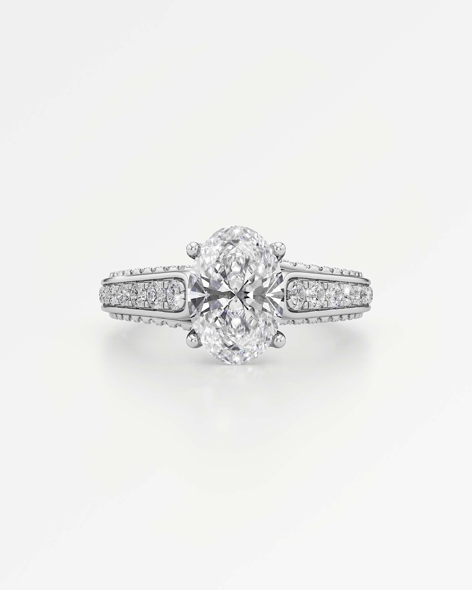 Irene Diamond Engagement Ring 2 ct Oval Cut in 14K White Gold – view 2