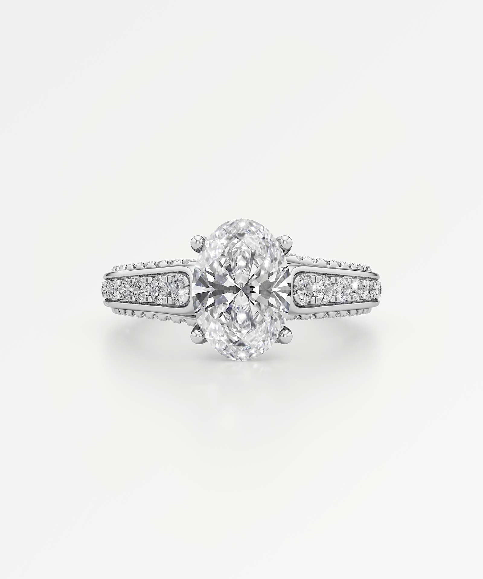 Irene Diamond Engagement Ring 2 ct Oval Cut in 18K White Gold – view 2