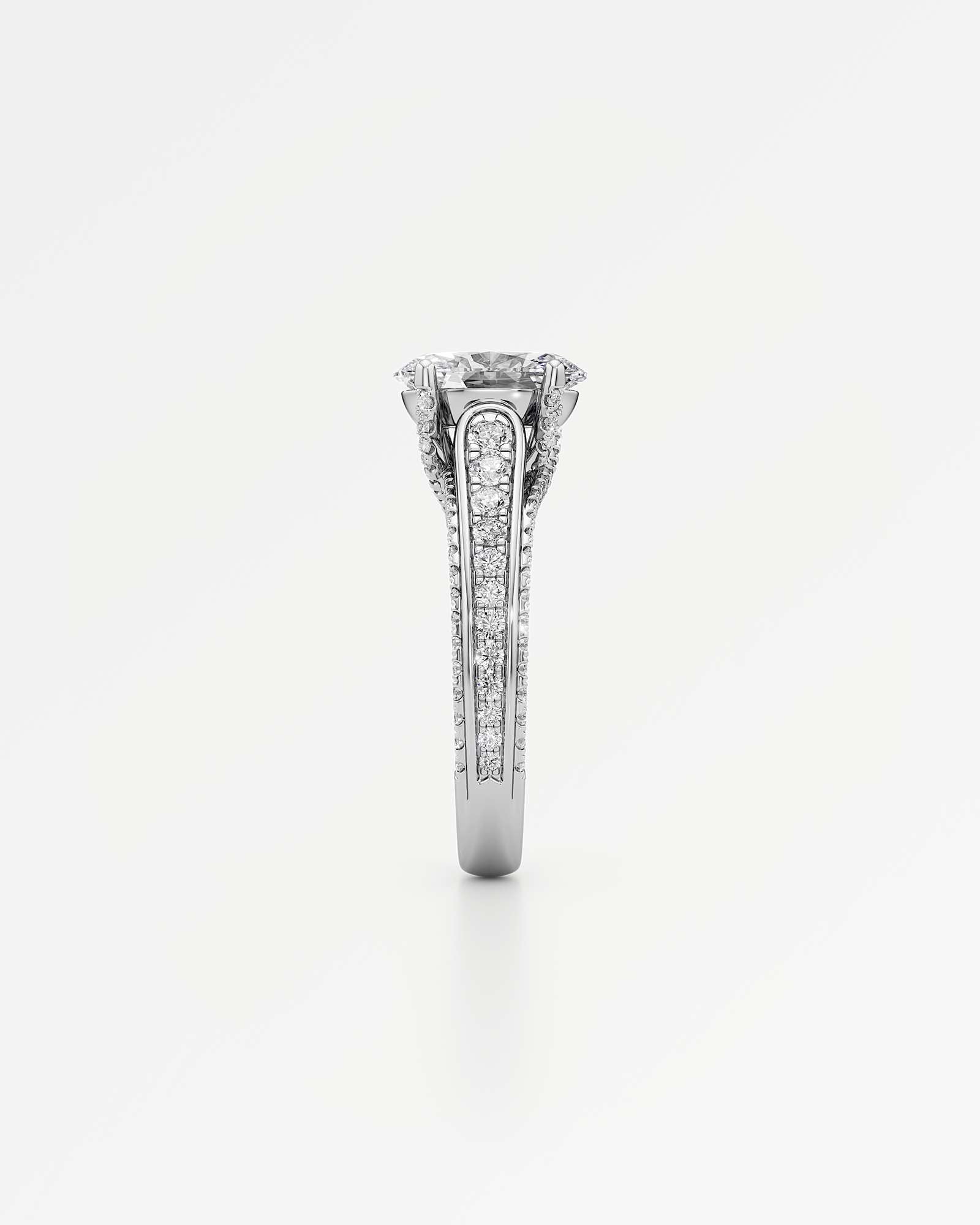Irene Diamond Engagement Ring 2 ct Oval Cut in 14K White Gold – view 4