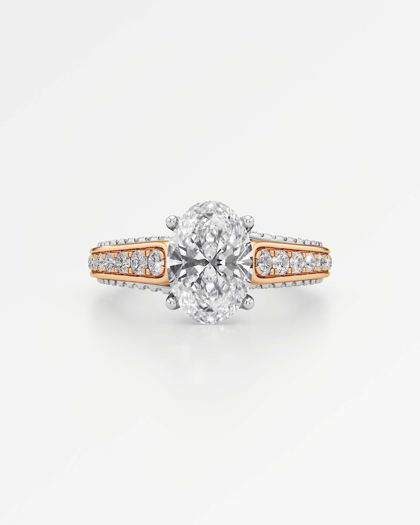 Irene Diamond Engagement Ring 1.50 ct Oval Cut in 14K White & Rose Gold – view 2