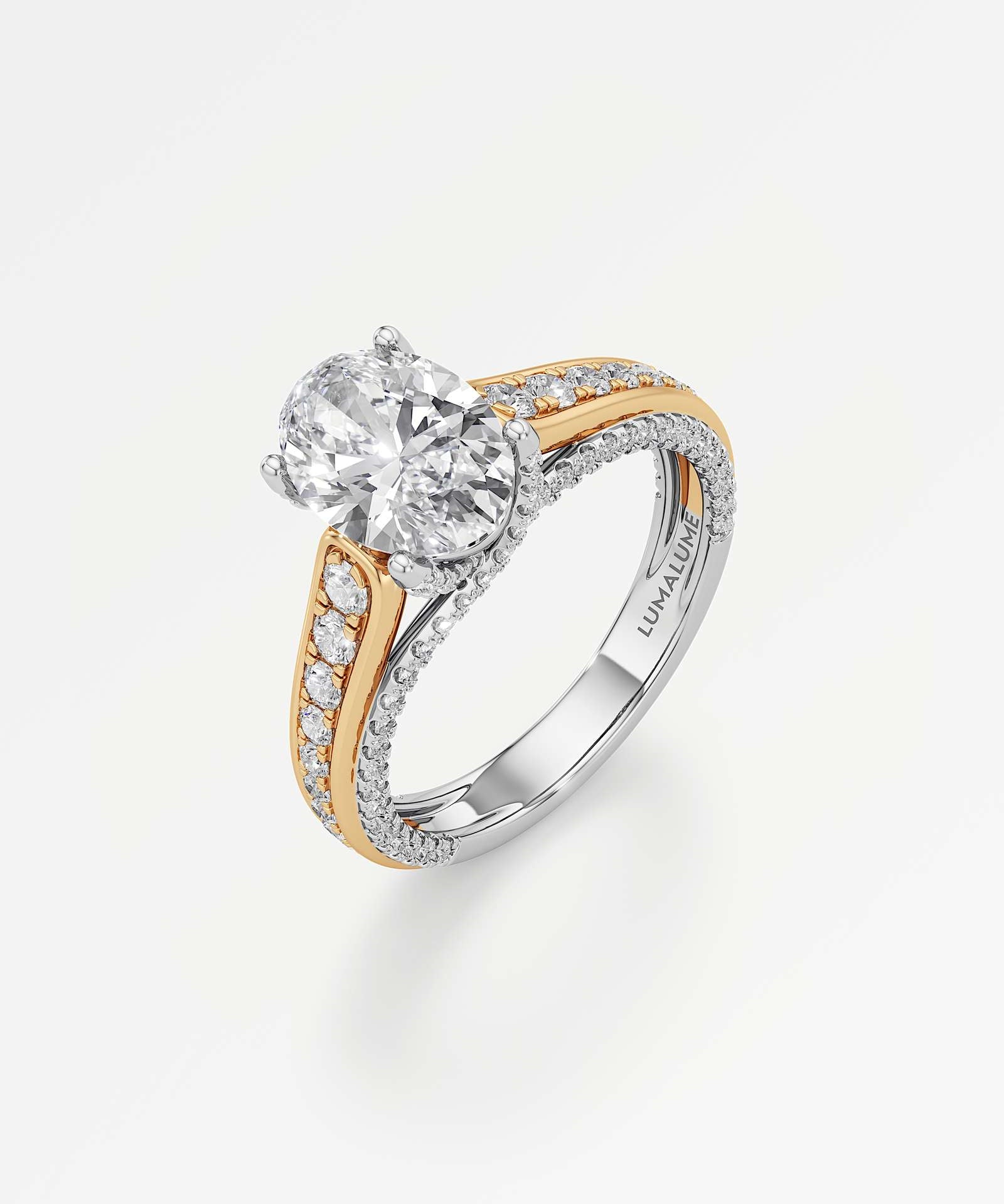 Irene Diamond Engagement Ring 1.50 ct Oval Cut in 14K White & Yellow Gold – view 1