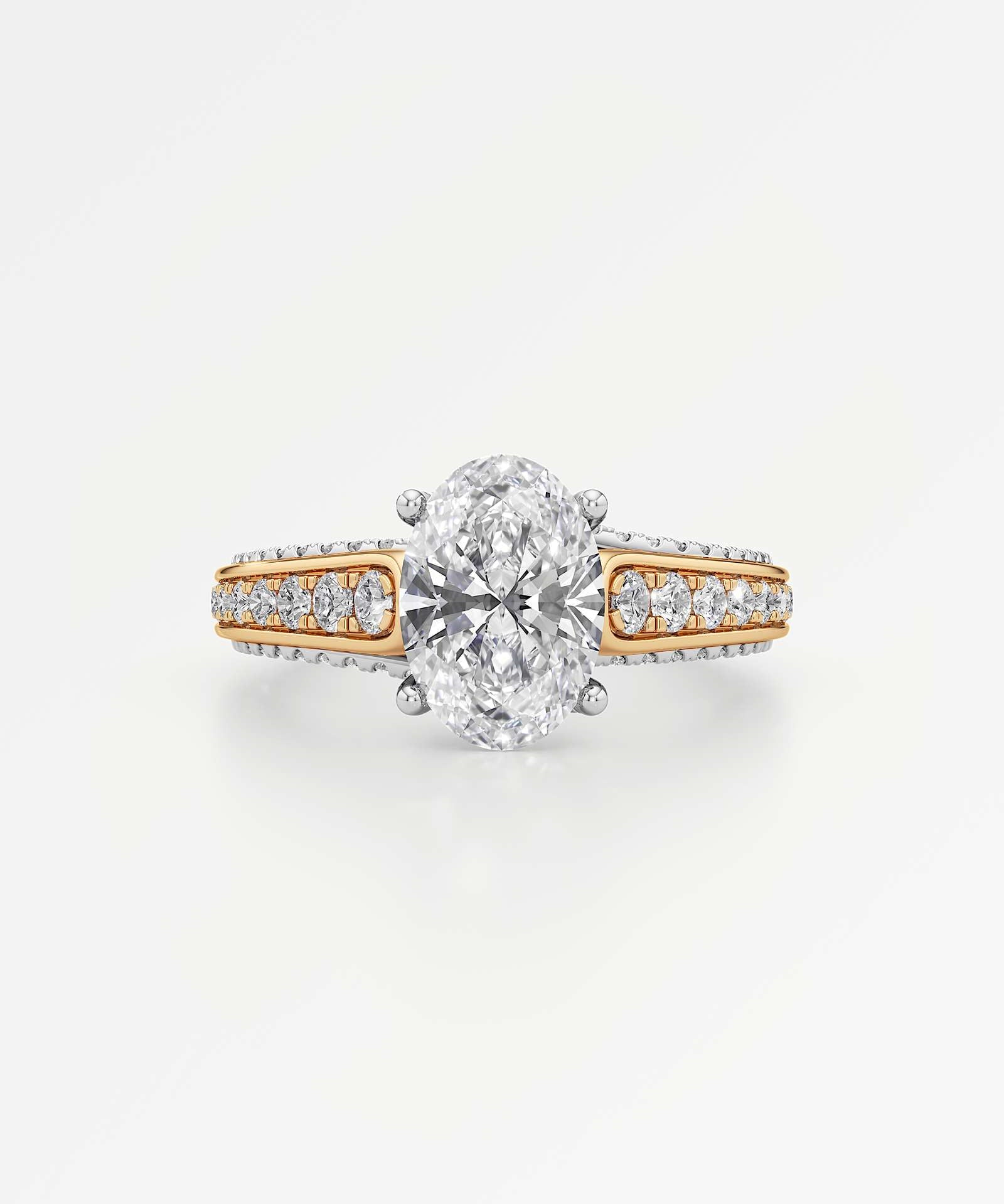 Irene Diamond Engagement Ring 1.50 ct Oval Cut in 14K White & Yellow Gold – view 2
