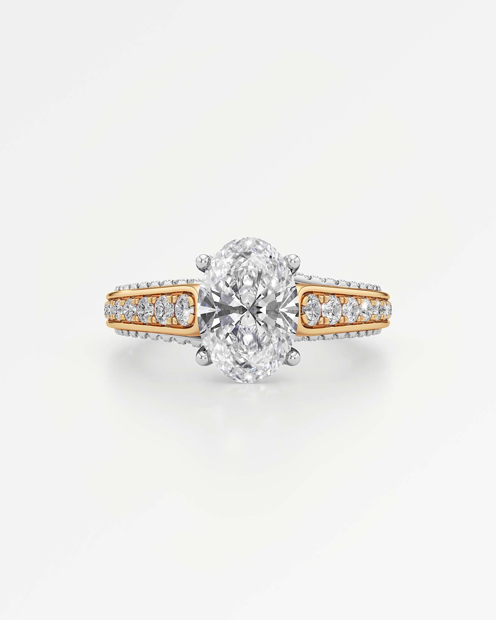 Irene Diamond Engagement Ring 1.50 ct Oval Cut in 18K White & Yellow Gold – view 2