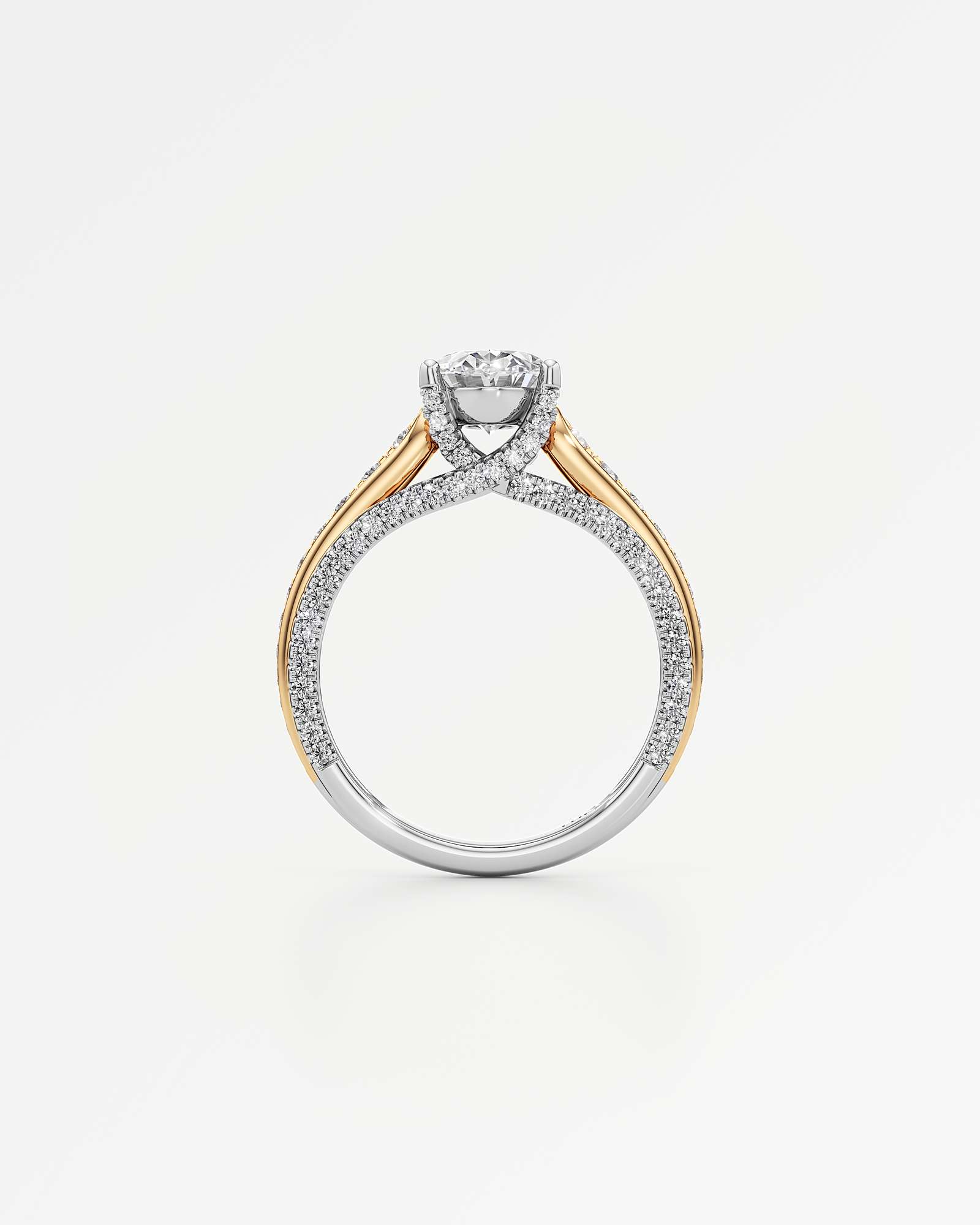 Irene Diamond Engagement Ring 1.50 ct Oval Cut in 18K White & Yellow Gold – view 3