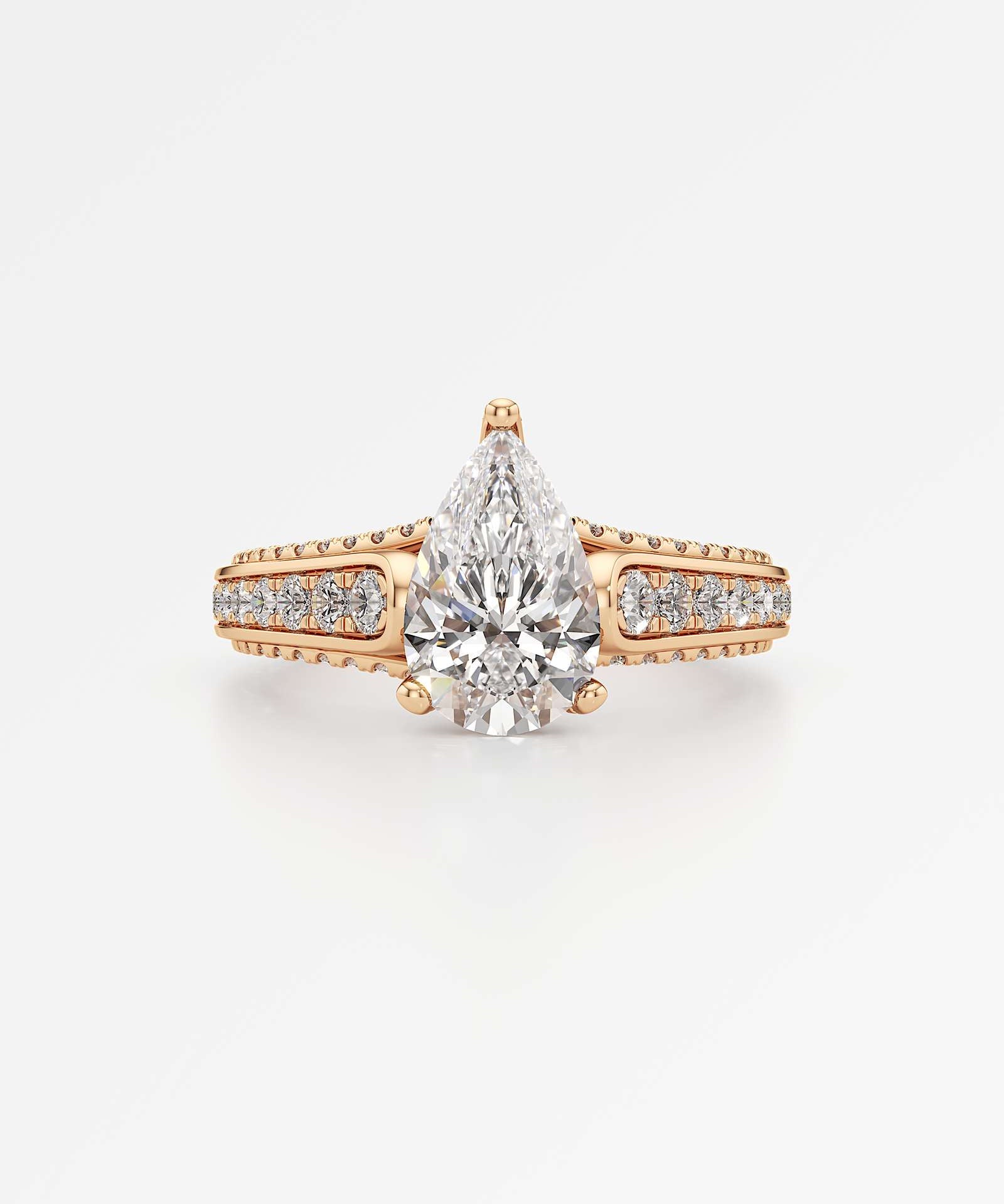 Irene Diamond Engagement Ring 1.50 ct Pear Cut in 14K Rose Gold – view 2