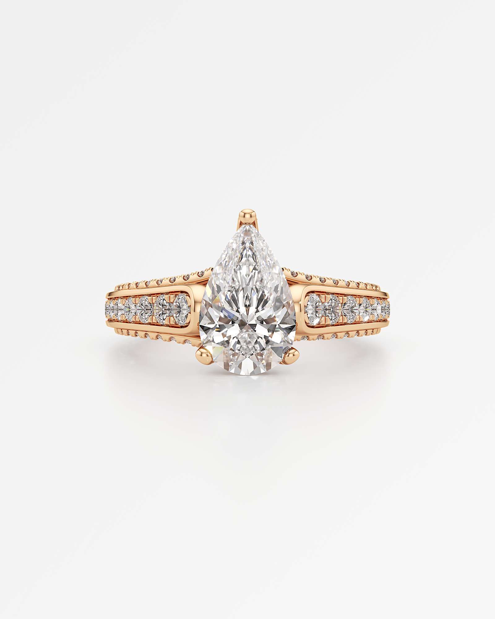 Irene Diamond Engagement Ring 2 ct Pear Cut in 18K Rose Gold – view 2