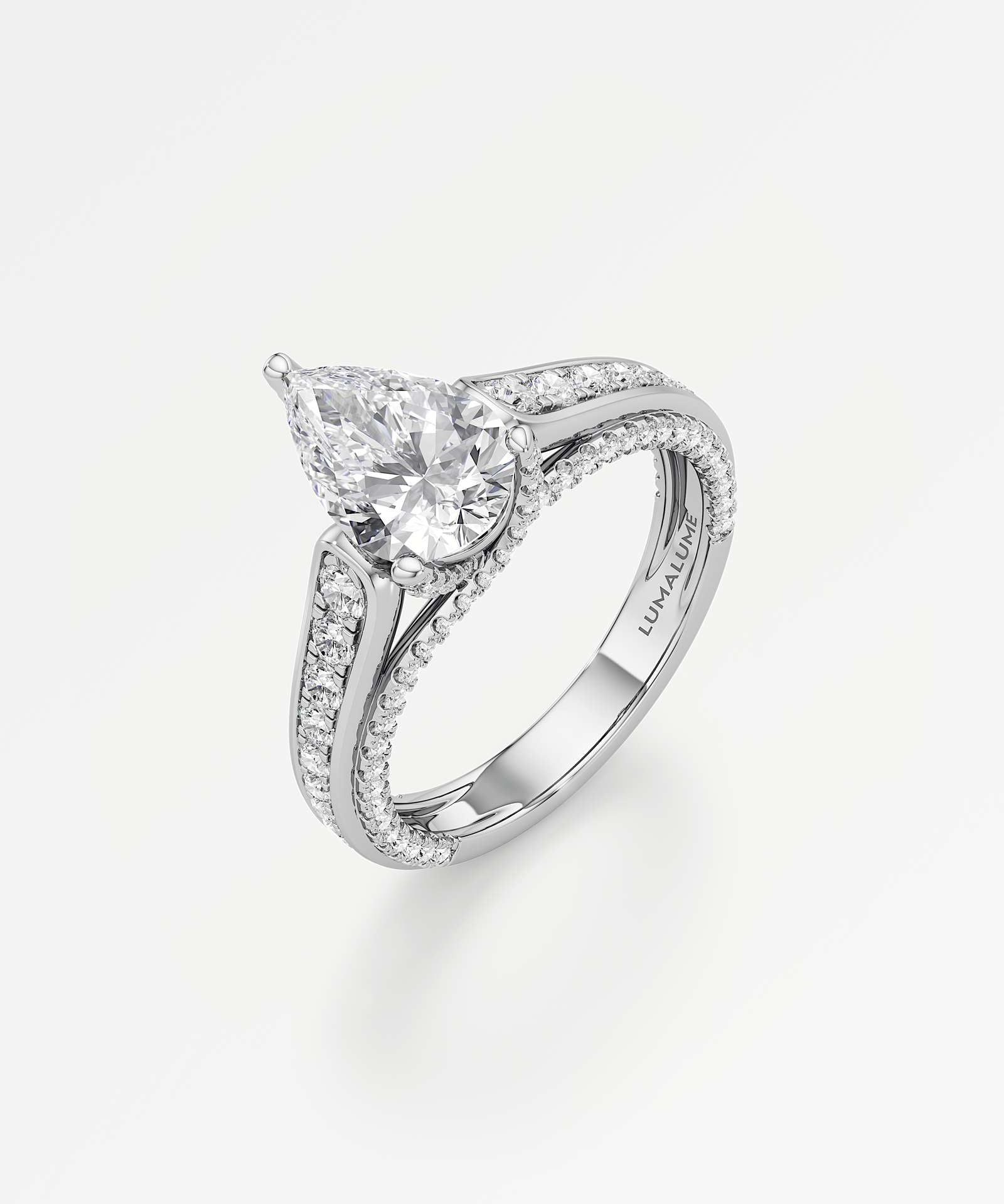 Irene Diamond Engagement Ring 1.50 ct Pear Cut in 14K White Gold – view 1