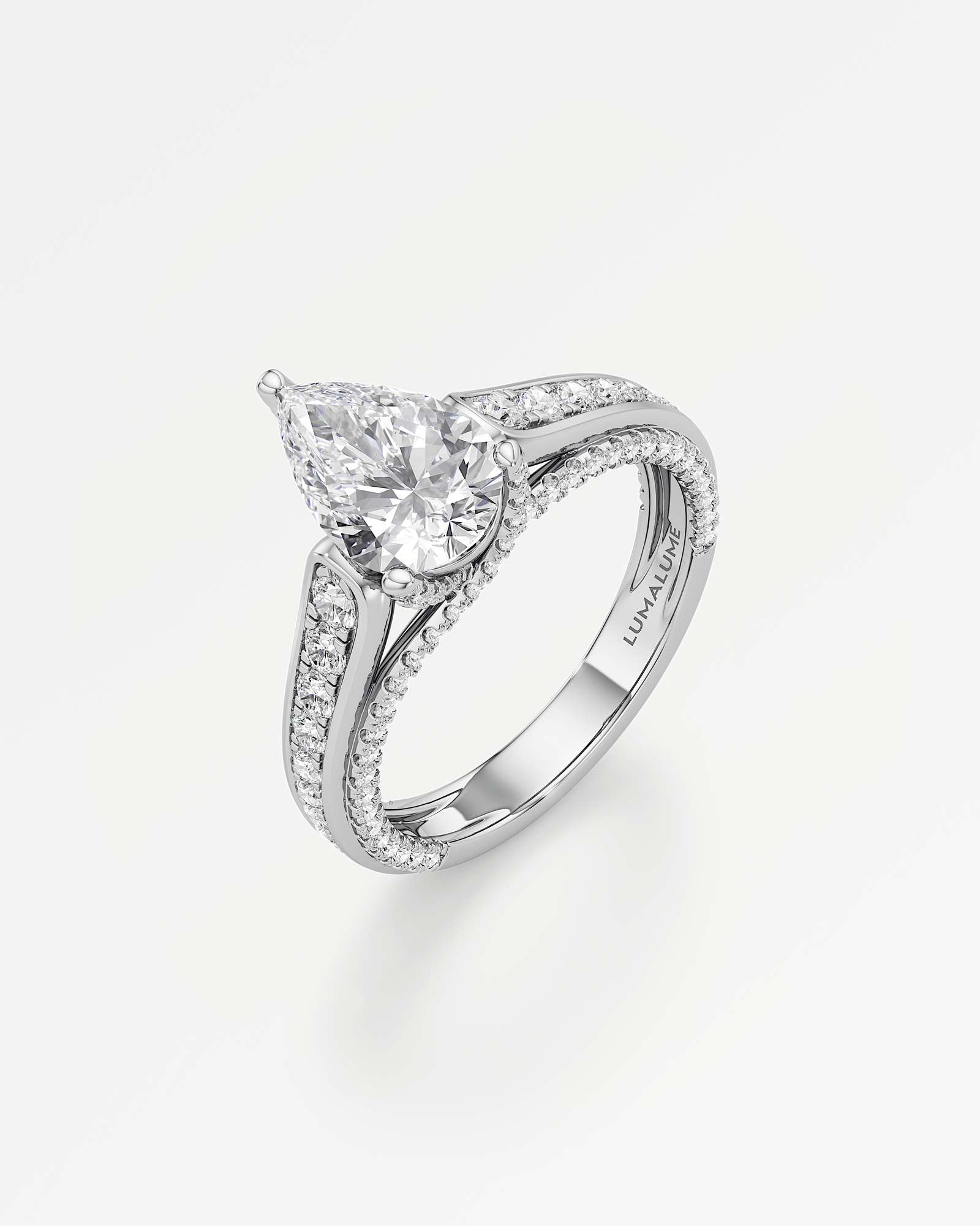 Irene Diamond Engagement Ring 2 ct Pear Cut in 14K White Gold – view 1