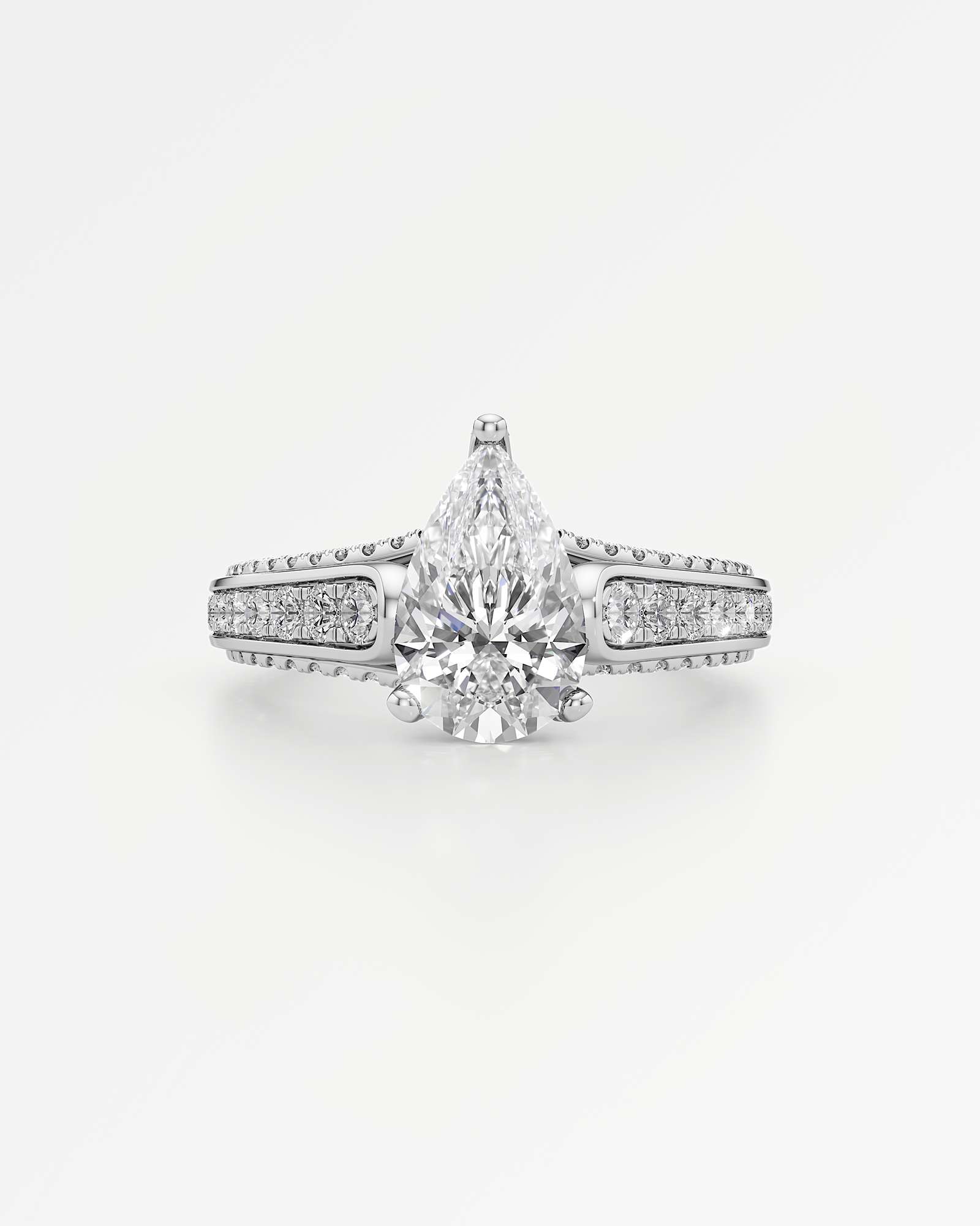 Irene Diamond Engagement Ring 2 ct Pear Cut in 14K White Gold – view 2