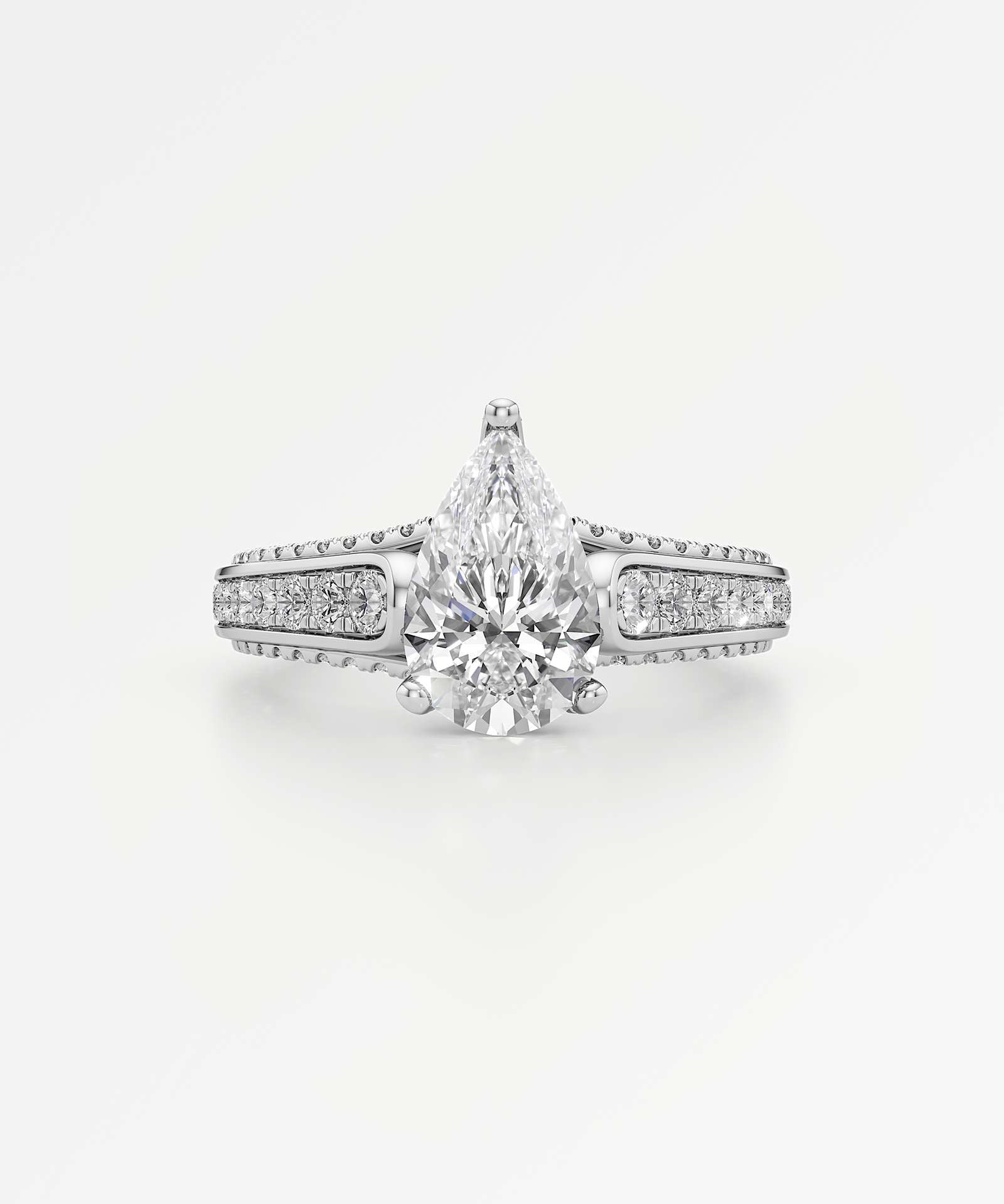Irene Diamond Engagement Ring 2 ct Pear Cut in 18K White Gold – view 2