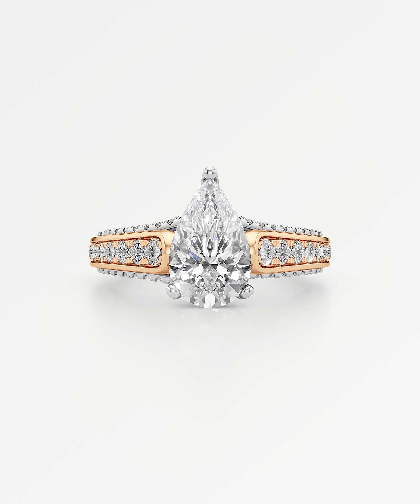 Irene Diamond Engagement Ring 1.50 ct Pear Cut in 14K White & Rose Gold – view 2