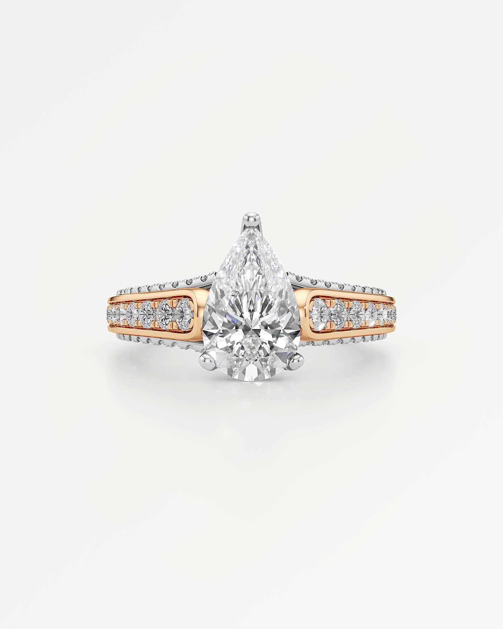 Irene Diamond Engagement Ring 2 ct Pear Cut in 18K White & Rose Gold – view 2
