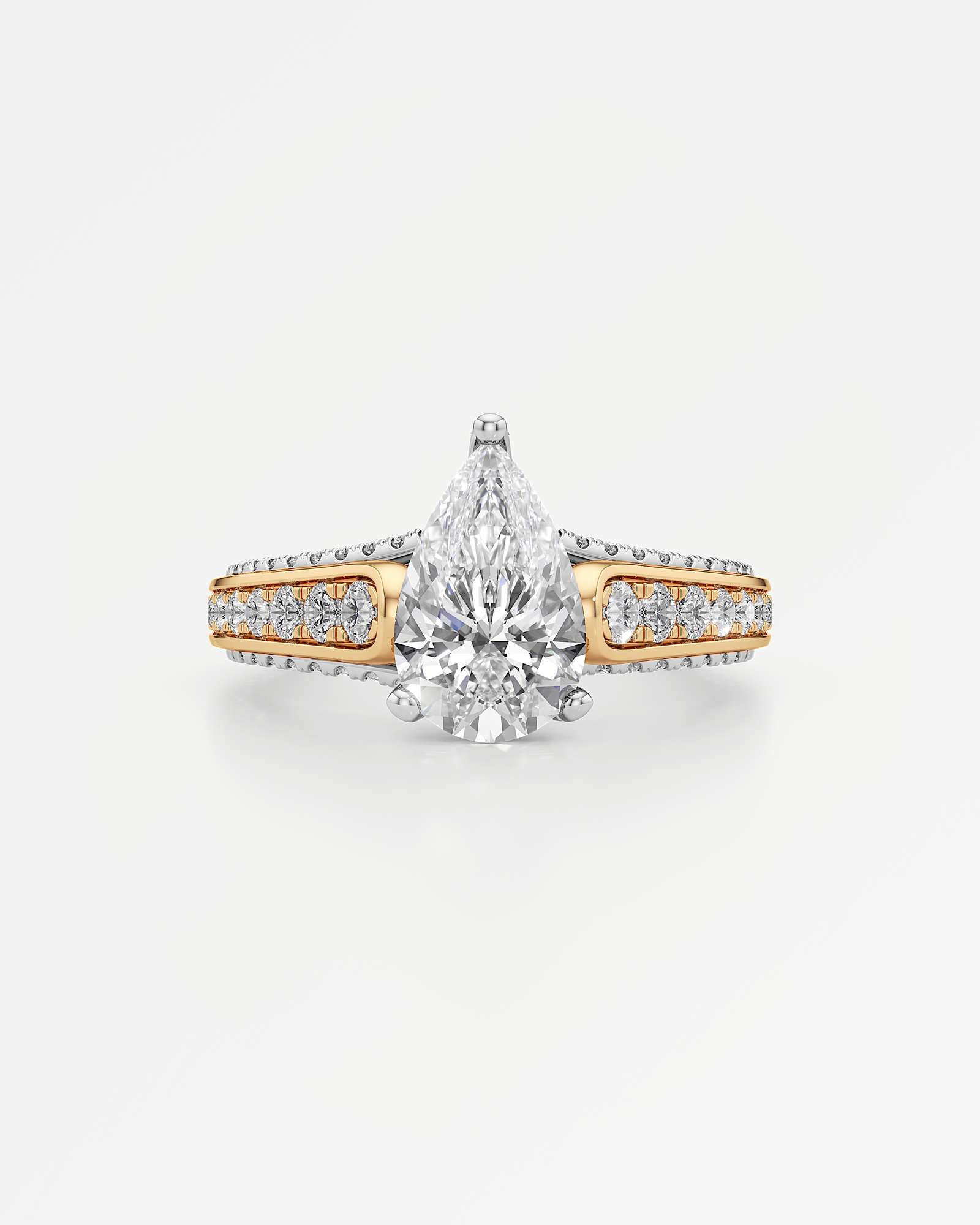 Irene Diamond Engagement Ring 1.50 ct Pear Cut in 14K White & Yellow Gold – view 2